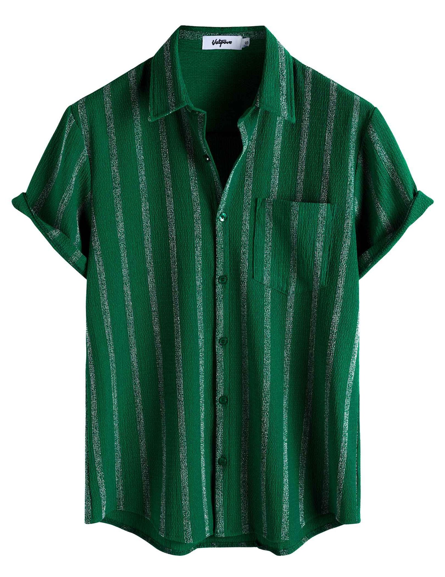 VATPAVE Mens Summer Striped Shirts Button Down Short Sleeve Vintage Beach Hawaiian Shirts with Pocket