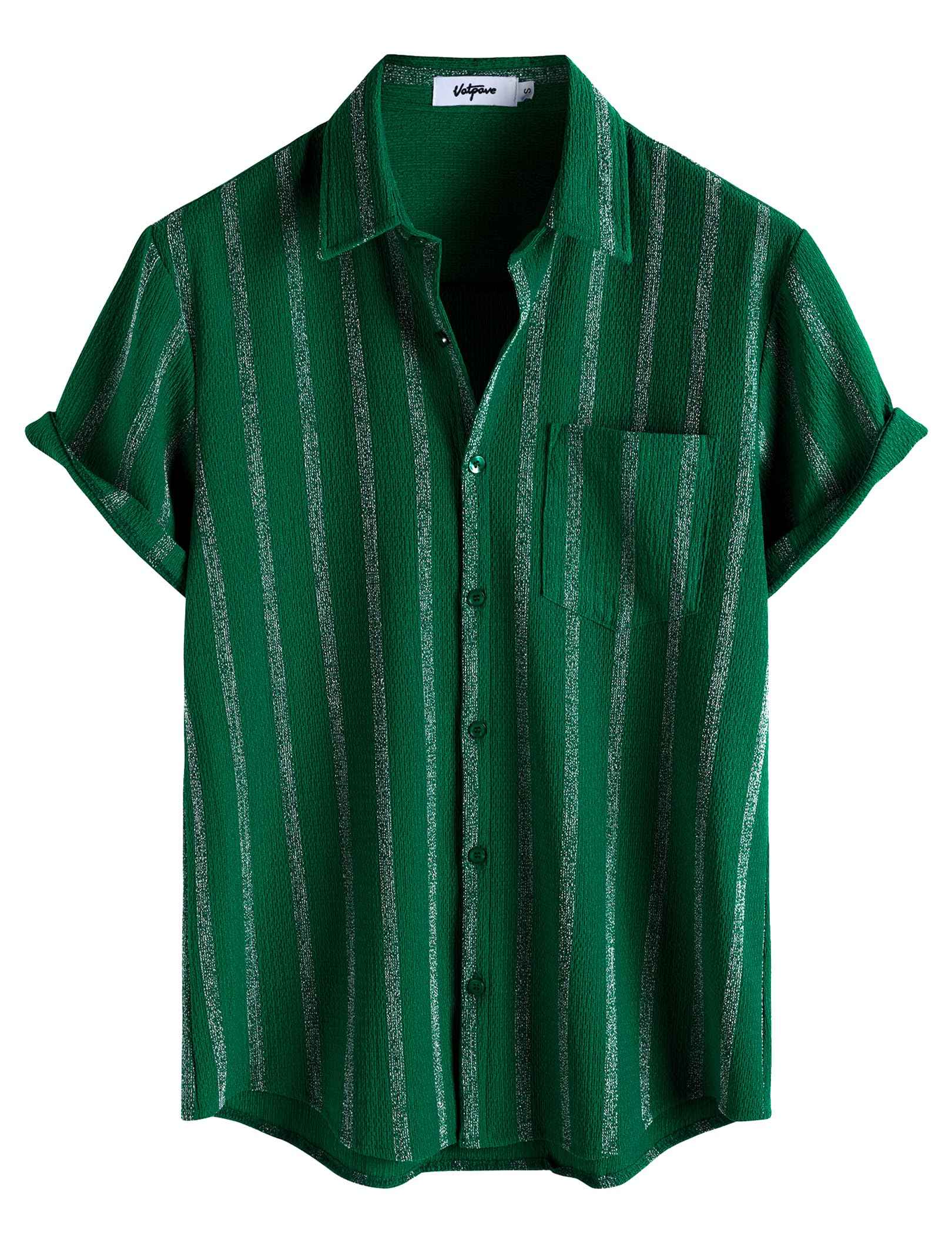 VATPAVE Mens Summer Striped Shirts Button Down Short Sleeve Vintage Beach Hawaiian Shirts with Pocket