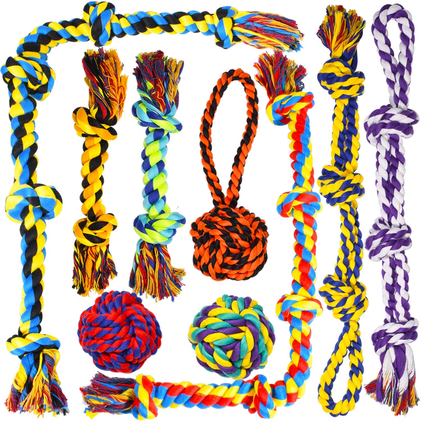 SHARLOVY Large Dog Chew Toys, Tough Dog Toys for Aggressive Chewers Large Breed,Heavy Duty Dental Dog Rope Toys Kit for Medium Dogs,5 Knots Indestructible Dog Toys