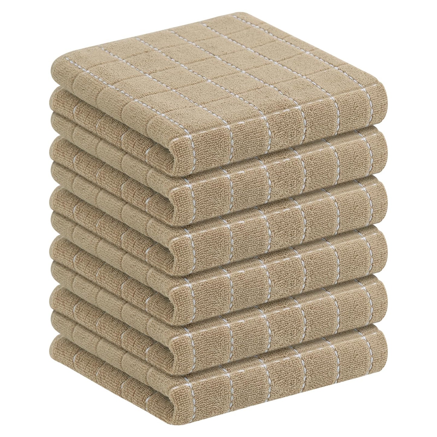 Homaxy 100% Cotton Terrycloth Check Design Dish Cloths & Dish Towels, Soft and Absorbent, Perfect for Kitchen Drying and Washing