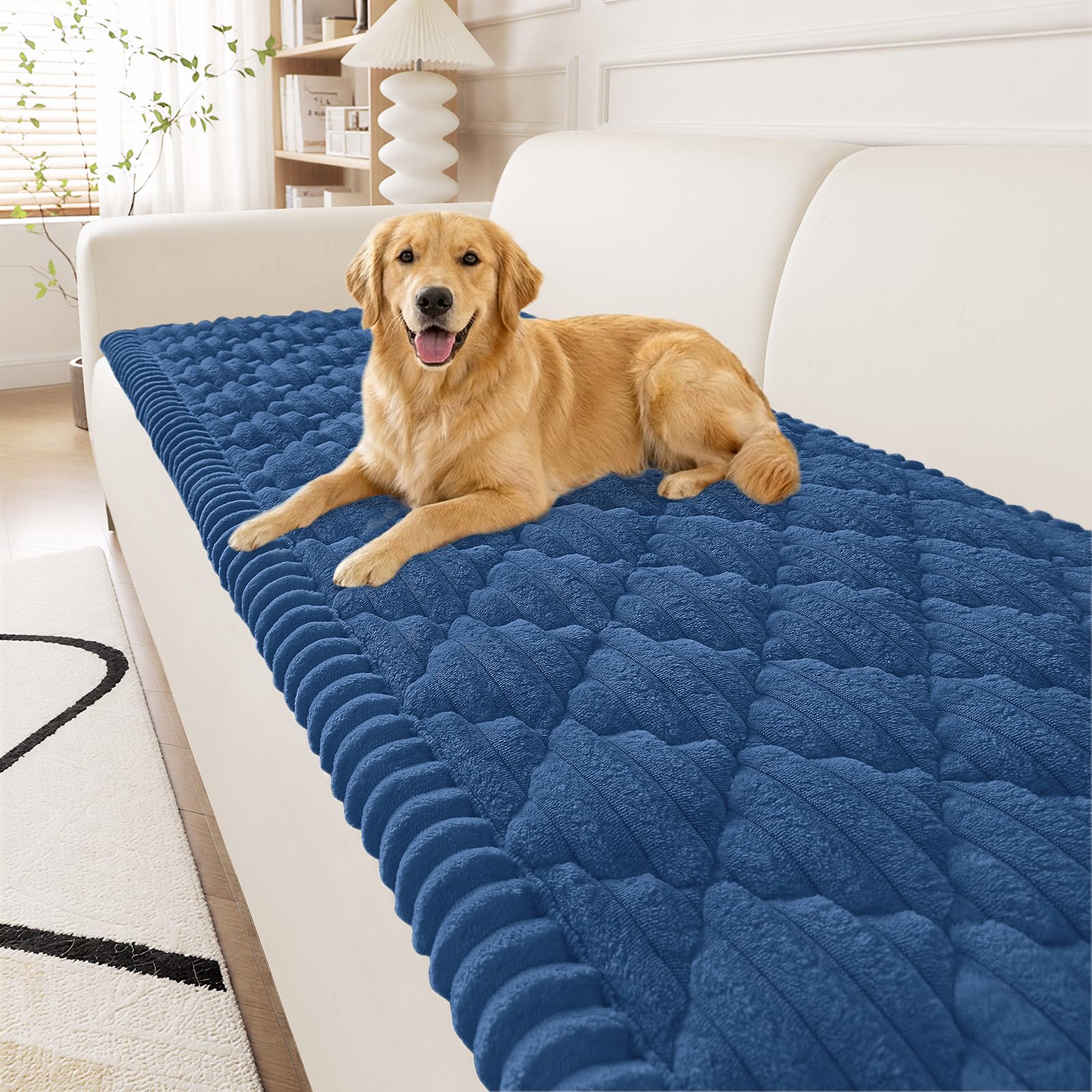 Smiry Pet Couch Covers for Dogs Washable, Non-Slip Fuzzy Couch Covers for 3 Cushion Sofa Pet Friendly, Soft Thick Furniture Protector Sofa Slipcover Mat for Dogs