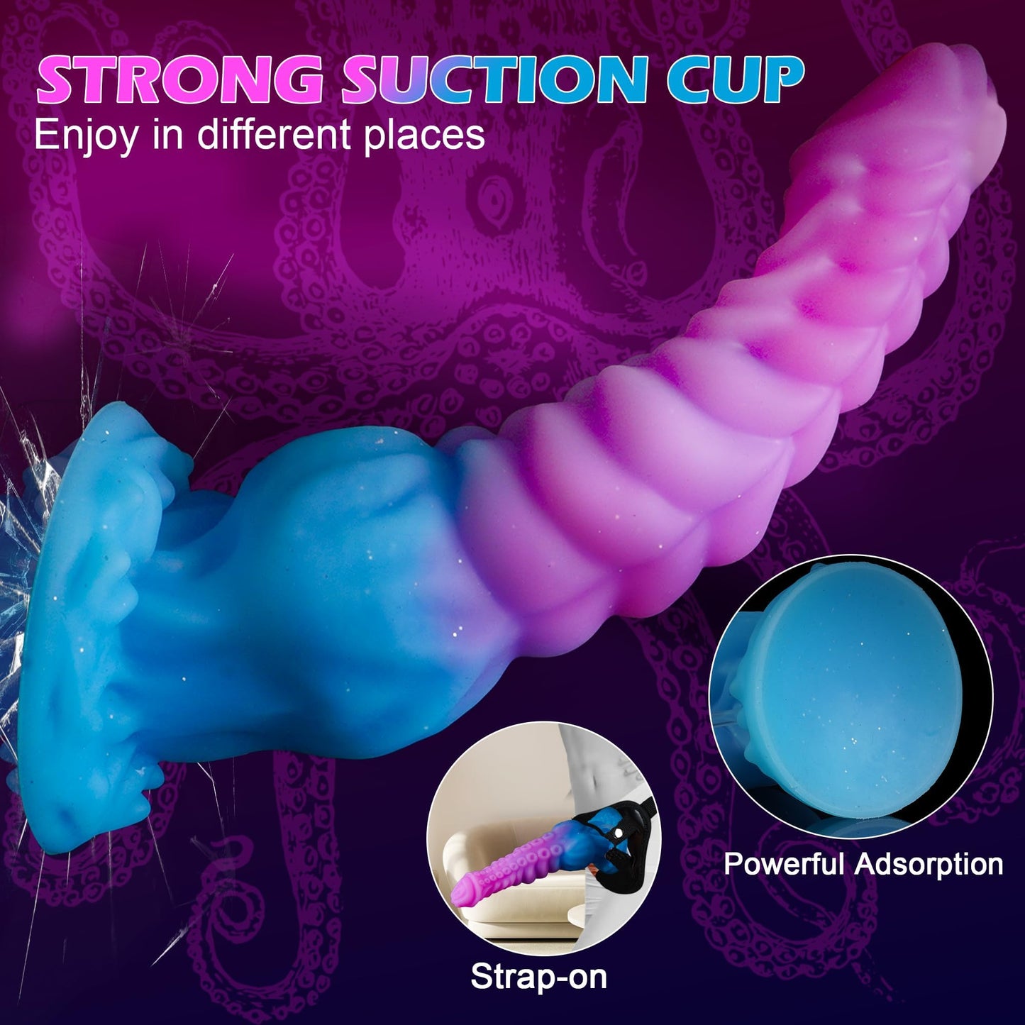 Tentacle Squirting Dildo with Big Knot, Monster Fantasy Dildo with Strong Suction Cup, Huge Anal Thick Dildo