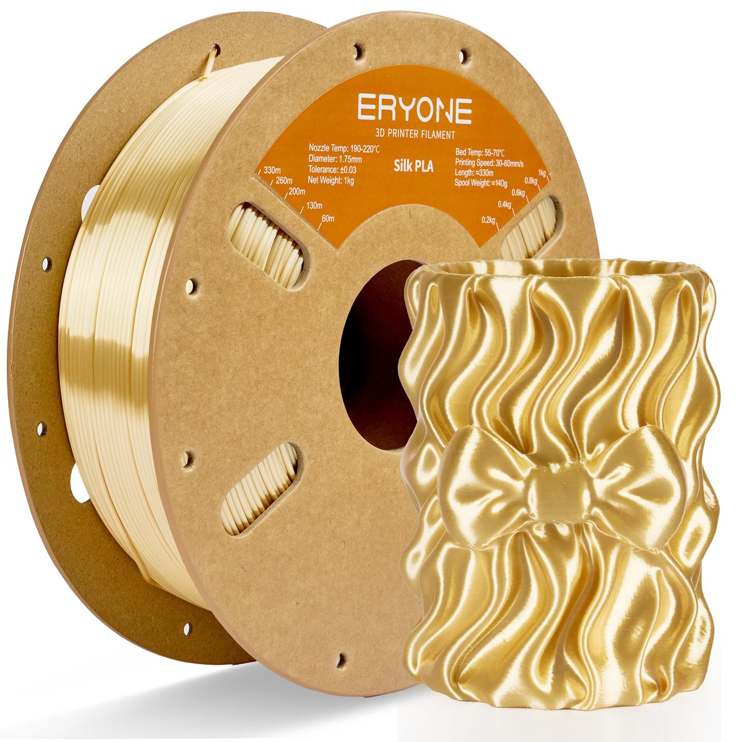 ERYONE Silk Color PLA Filament 3D Printer 1.75mm +/- 0.03mm, Filament PLA Cardboard Spool