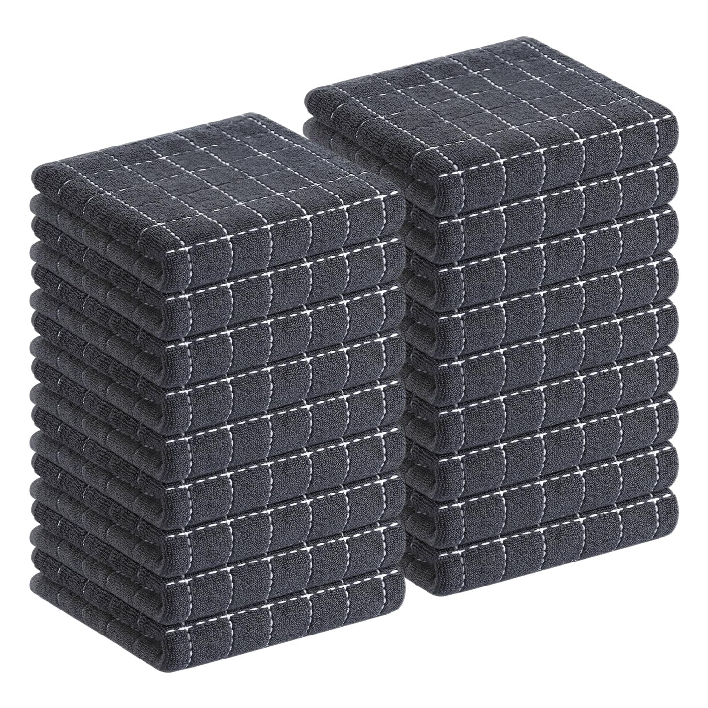 Homaxy 100% Cotton Terrycloth Check Design Dish Cloths & Dish Towels, Soft and Absorbent, Perfect for Kitchen Drying and Washing
