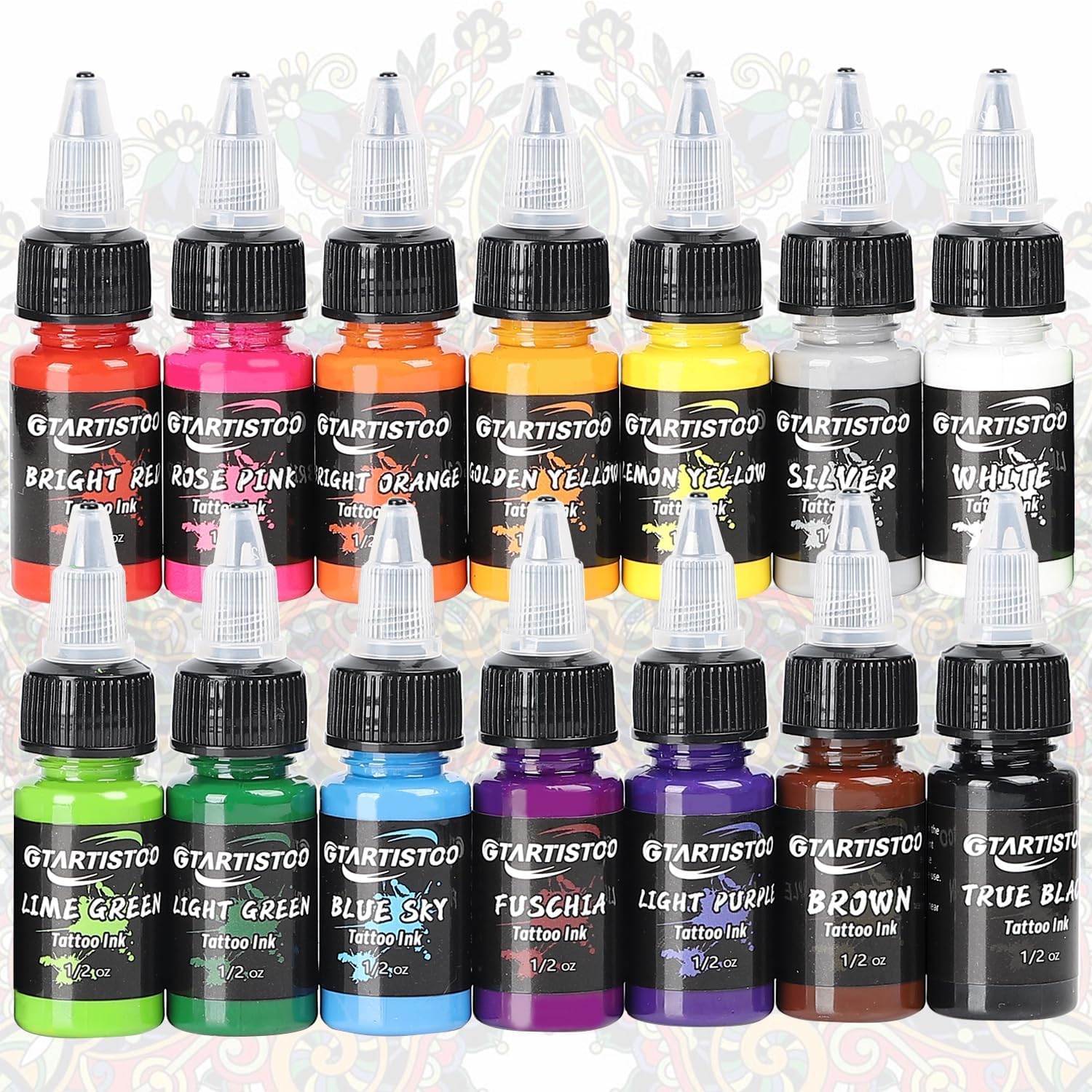 GTARTISTOO Professional Tattoo Ink Set 14 Colors 15ml Pigment