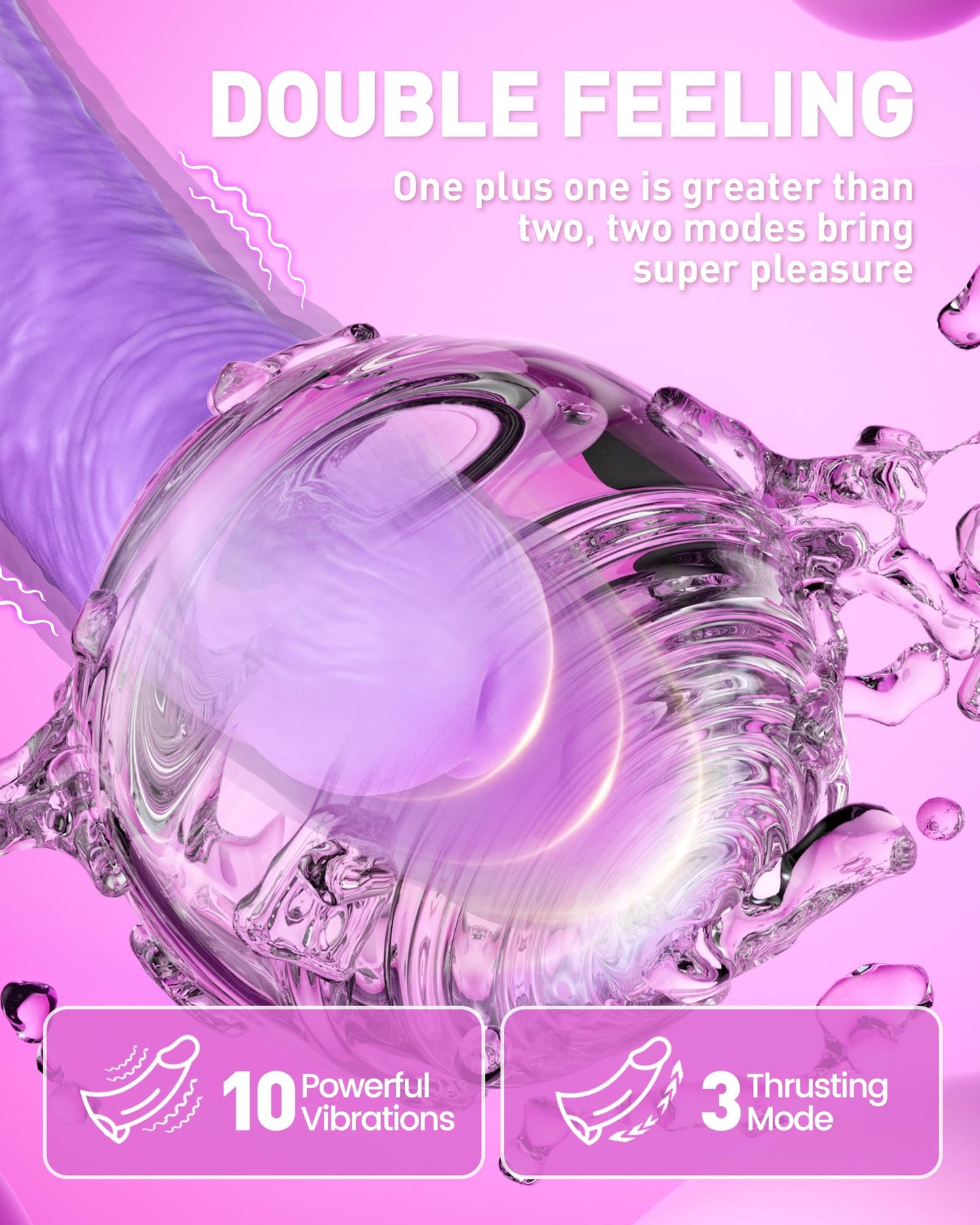 Vibrator Thrusting Dildo Sex Toys - 9" G Spot Vibrators Dildo Adult Toy with 10 Vibrations & 3 Thrusting Modes, Waterproof Clitoris Vibrator, Pleasure Tool for Women and Man Sex Stimulation (Purple)