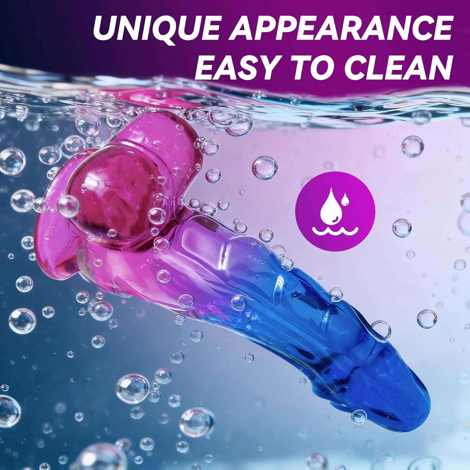 Greatwinner Realistic Dildo 7.8in Curved Silicone Suction Cup Purple Blue