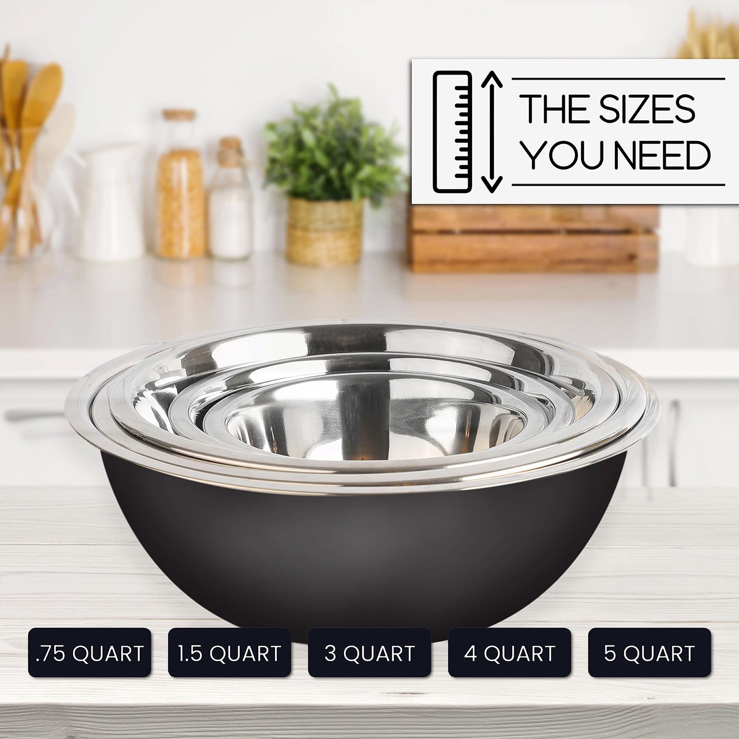 WHYSKO Meal Prep Stainless Steel Mixing Bowls Set, Home, Refrigerator, and Kitchen Food Storage Organizers | Ecofriendly, Reusable, Heavy Duty