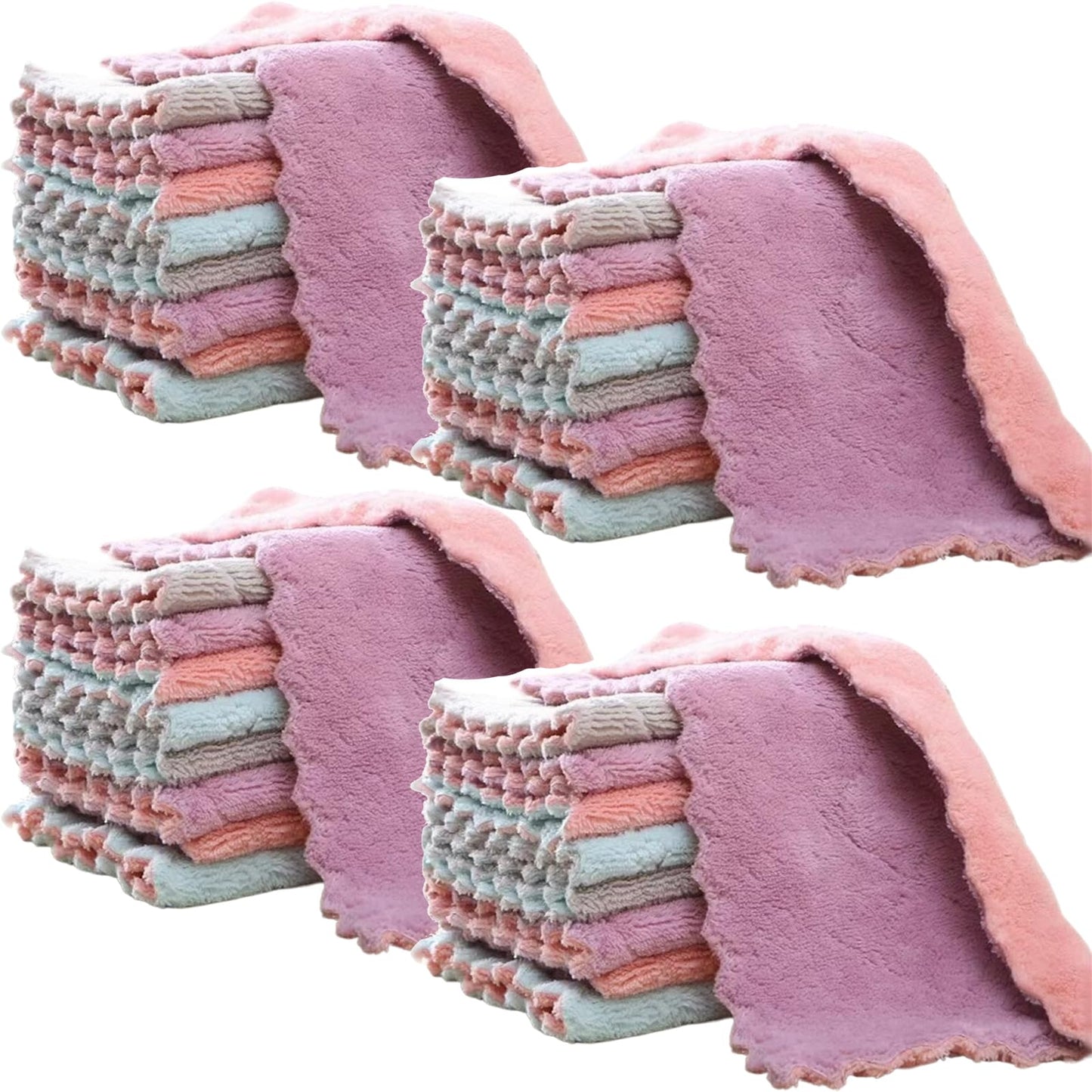 SAOYOAS Kitchen Cloth, Microfiber Dish Towels Washcloths, Super Absorbent Coral Velvet Dishtowels, Premium Cleaning Cloths,Non-Stick Oil Quick Dry Dish Towels, Soft Tea Towel, Table Cleaning Cloths.