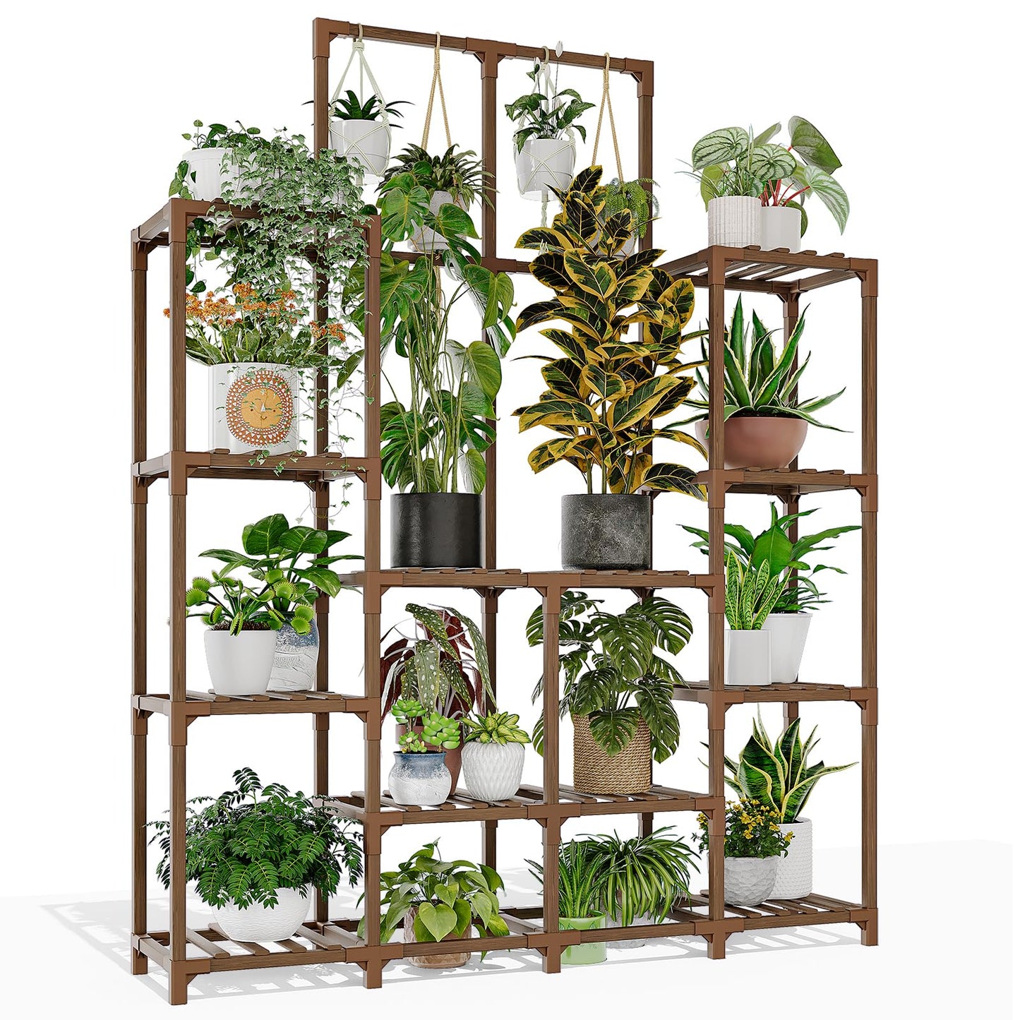GENTINGBRO Plant Stand Indoor Outdoor Tall Plant Shelf for Plants Large Plant Sheves for Living Room Heavy Duty Plant Rack Garden Balcony Patio Hanging Planter