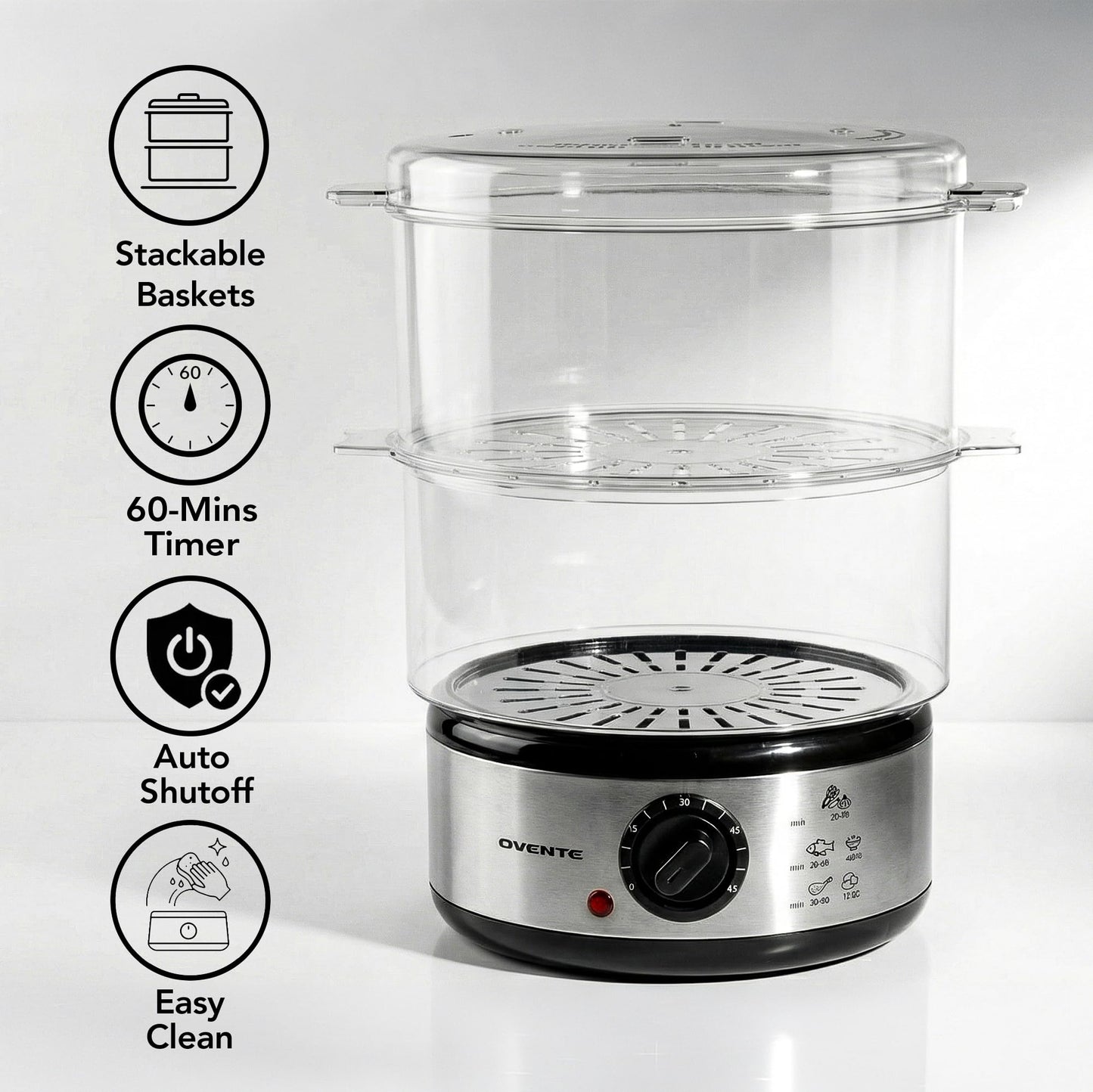 OVENTE 2-Tier Electric Food Steamer,