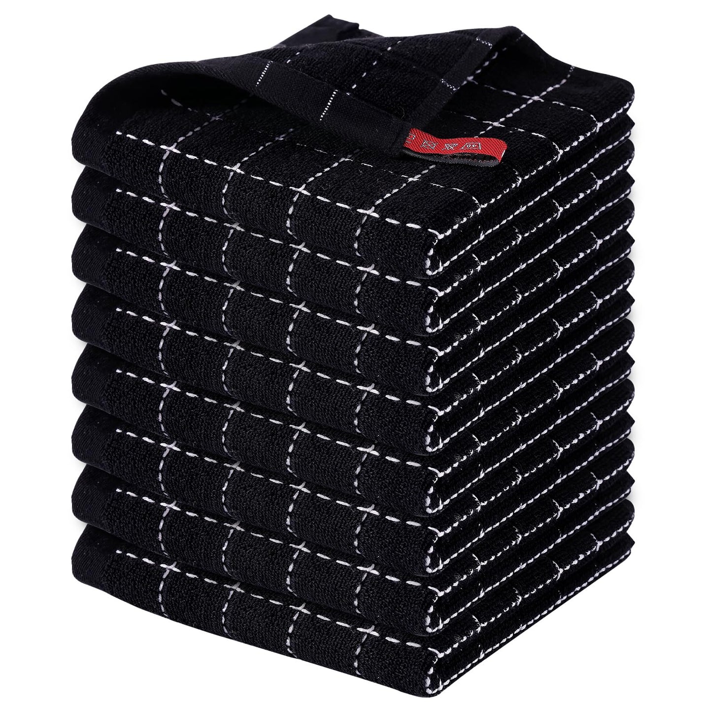 Homaxy 100% Cotton Terrycloth Check Design Dish Cloths & Dish Towels, Soft and Absorbent, Perfect for Kitchen Drying and Washing