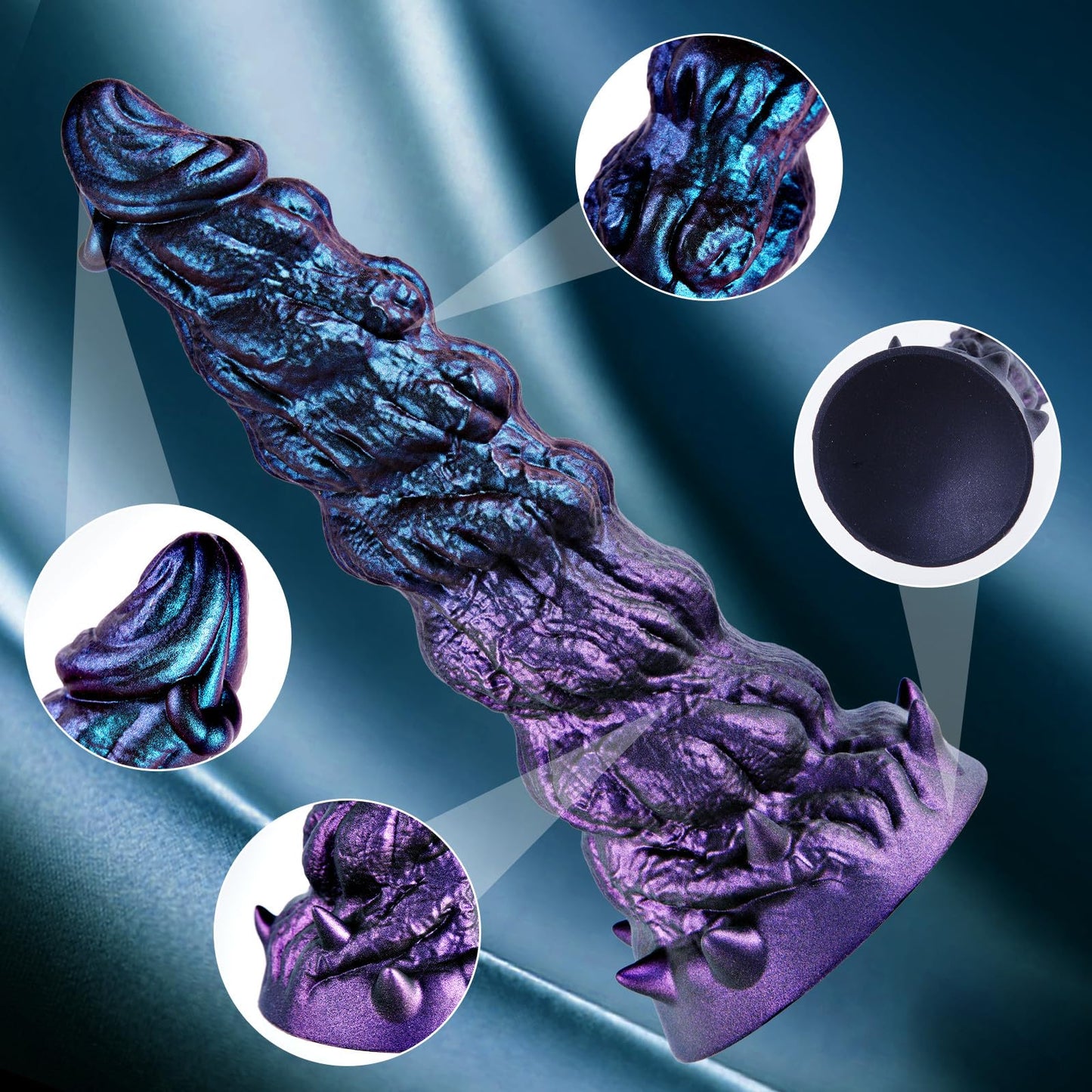 7.3" Small Beginner Ribbed Dildo, Fantasy Anal Silicone Dildo,Alien Cute Tapered Penis with Big Suction Cup for G-Spot, Vaginal & Anal Stimulation,Monster Adult Toy for Men,Women Play