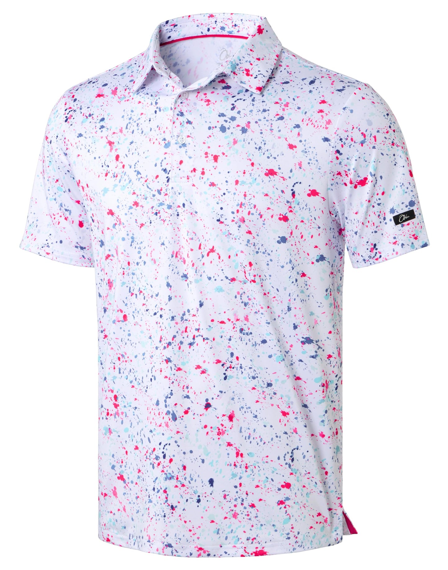 Obla Mens Golf Polo Shirts Short Sleeve Dry Fit Performance Moisture Wicking Casual Print Collared Golf Shirts for Men