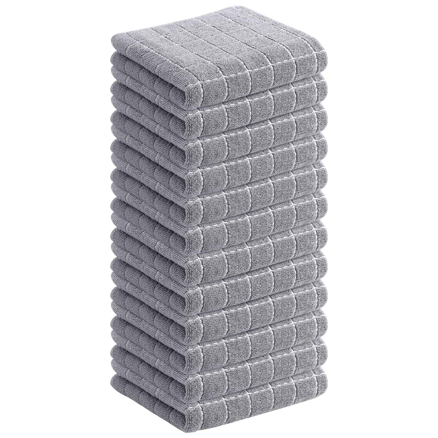 Homaxy 100% Cotton Terrycloth Check Design Dish Cloths & Dish Towels, Soft and Absorbent, Perfect for Kitchen Drying and Washing