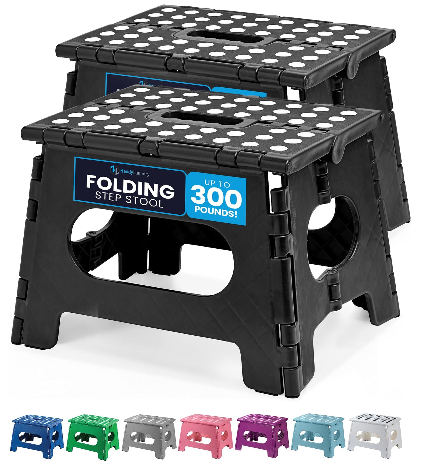 Handy Laundry Folding Lightweight Step Stool - Sturdy Enough to Support Adults and Safe Enough for Kids - Opens Easy with One Flip - Great for Kitchen, Bathroom or Bedroom