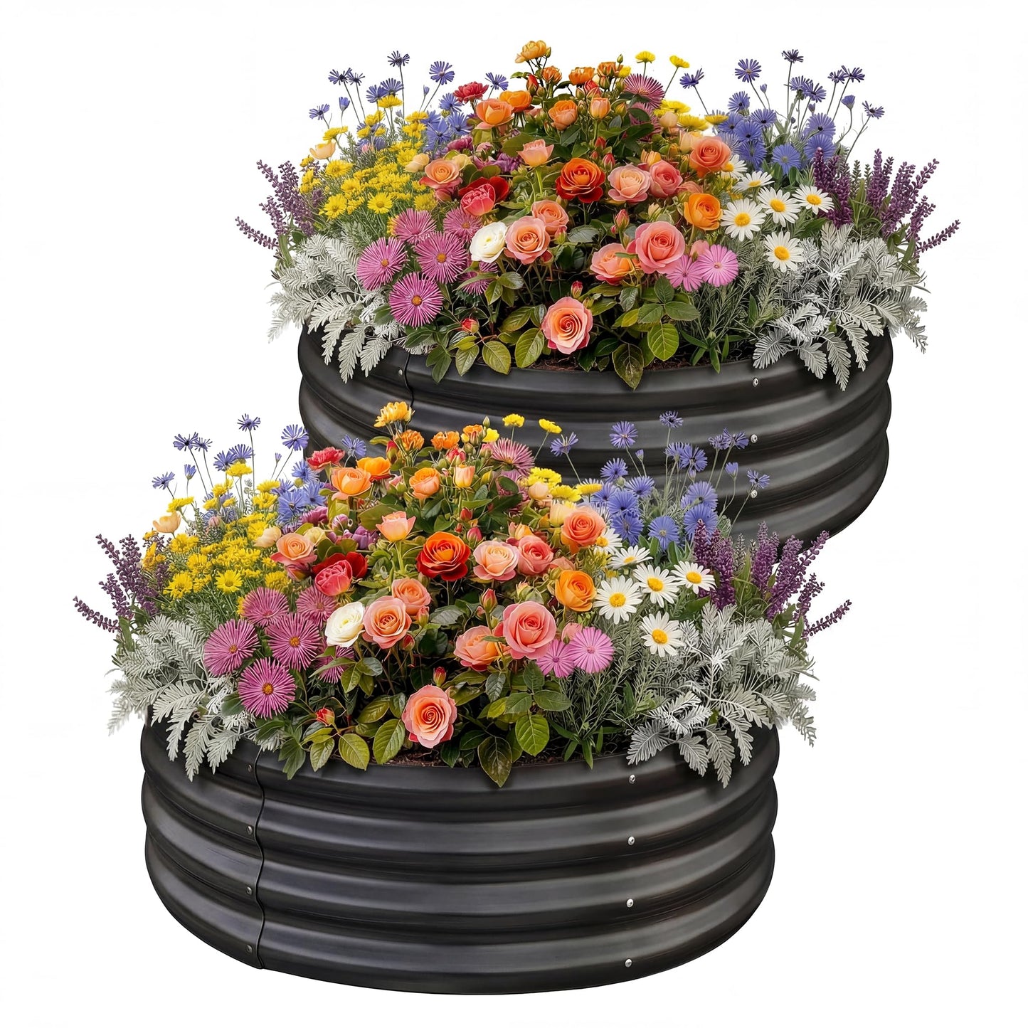 Land Guard Galvanized Raised Garden Bed Kit, Galvanized Planter Raised Garden Boxes Outdoor, Round Large Metal Raised Garden Beds for Vegetables ……