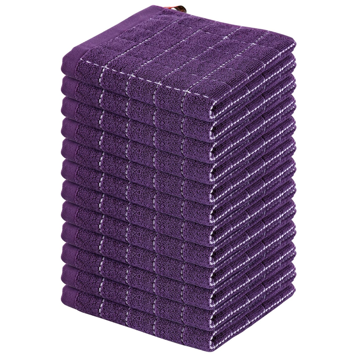 Homaxy 100% Cotton Terrycloth Check Design Dish Cloths & Dish Towels, Soft and Absorbent, Perfect for Kitchen Drying and Washing