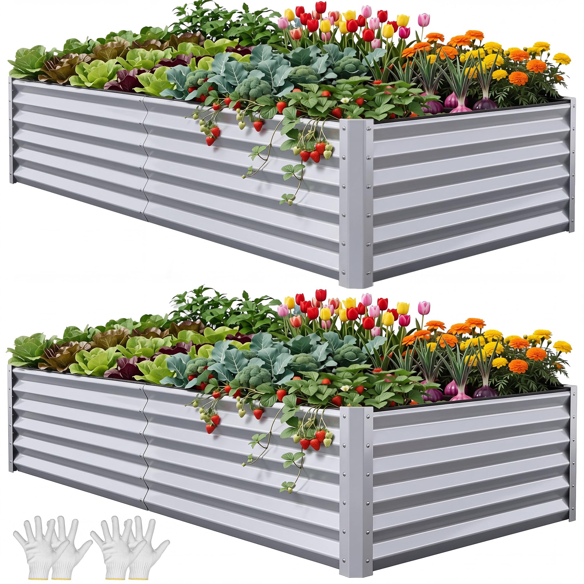 YITAHOME Raised Garden Bed Kit with Gloves, Ground Nails, Support Rod-1