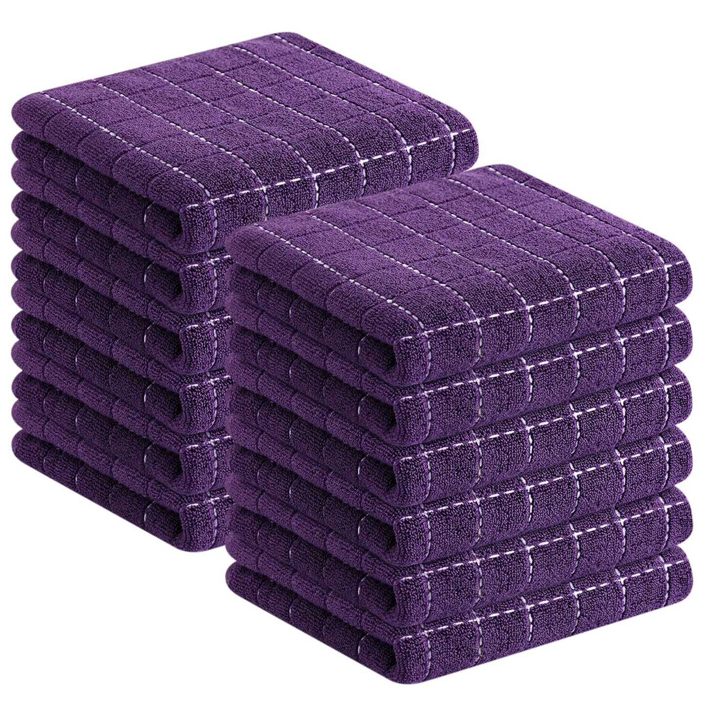 Homaxy 100% Cotton Terrycloth Check Design Dish Cloths & Dish Towels, Soft and Absorbent, Perfect for Kitchen Drying and Washing