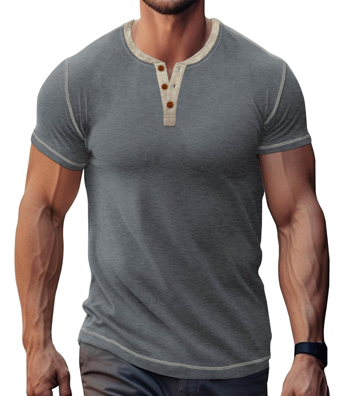 LOGEEYAR Men's Henley Shirts Short Sleeve Basic Casual Shirt Lightweight Button T-Shirts