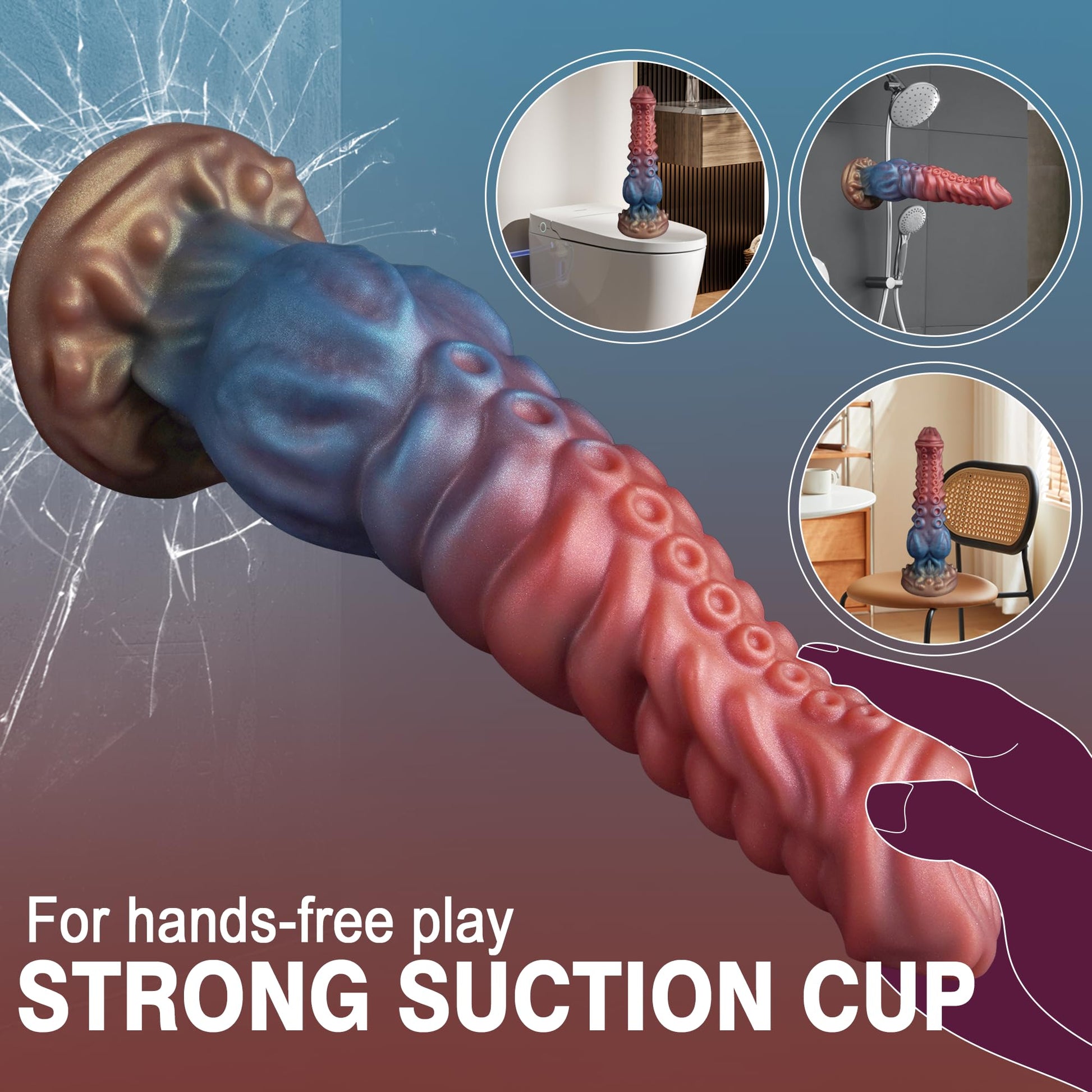 9.7in Huge Fantasy Monster Tentacle Dildo, Large Dragon Horse Thick Anal Knot Giant Big Dog Alien Silicone Knotted Dildo with Suction Cup, Adult Prostate Sex Toys for G Spot Gay Men Women