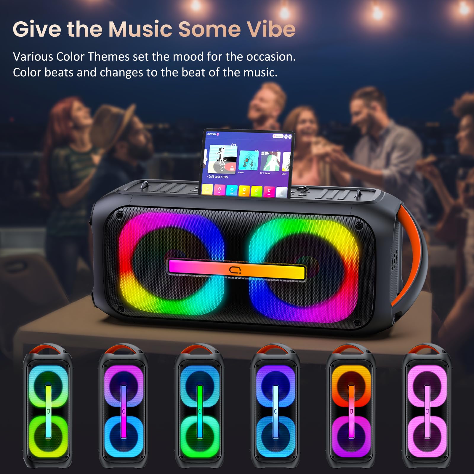 Karaoke Machine with 2 Wireless Microphones, 【Dual 60W 6.5"Subwoofer & 400W Peak】Big Loud Bluetooth Party Speaker with Disco Lights, Portable PA System with TWS Stereo Sound & Deep Bass, Gift for All