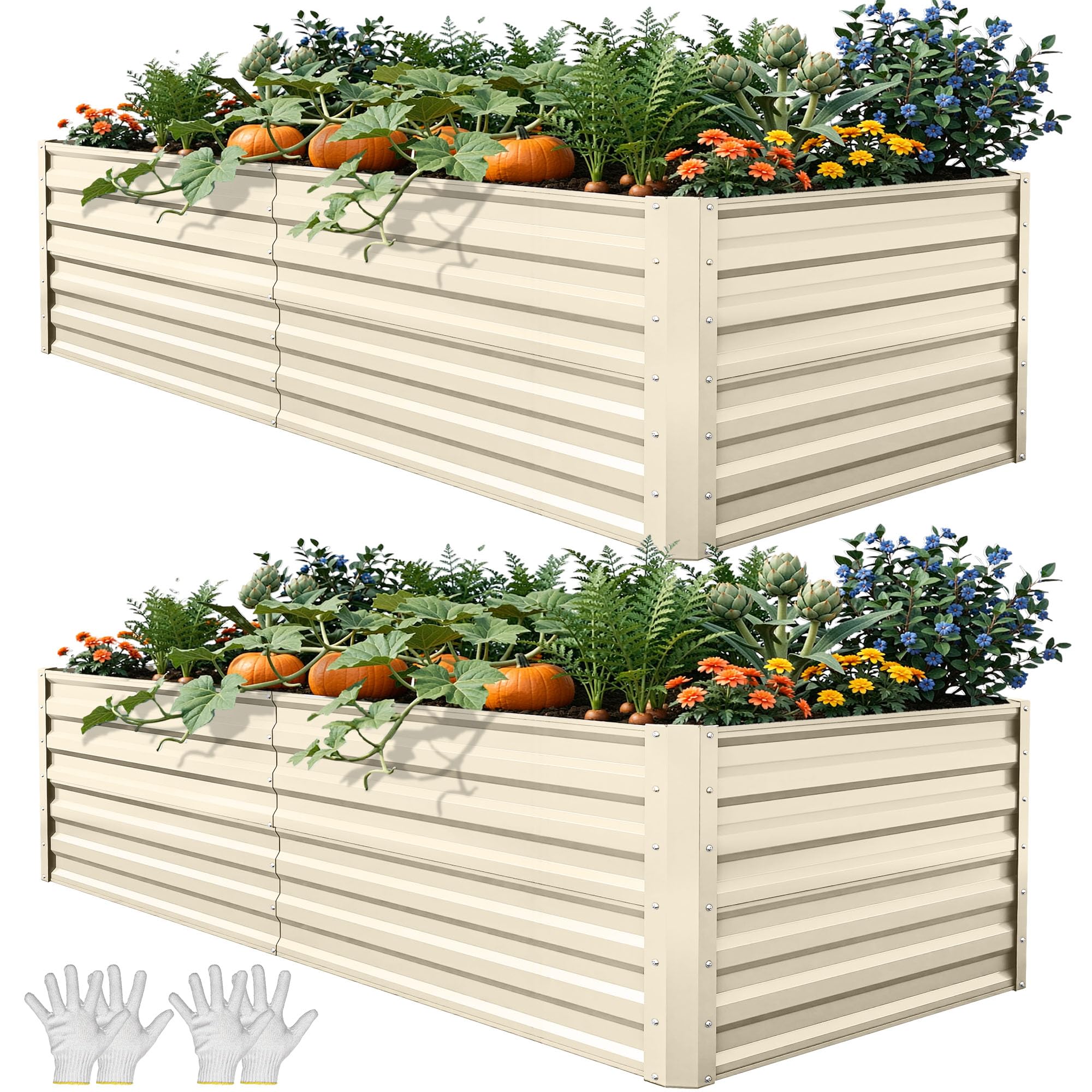 YITAHOME Raised Garden Bed Kit with Gloves, Ground Nails, Support Rod-1