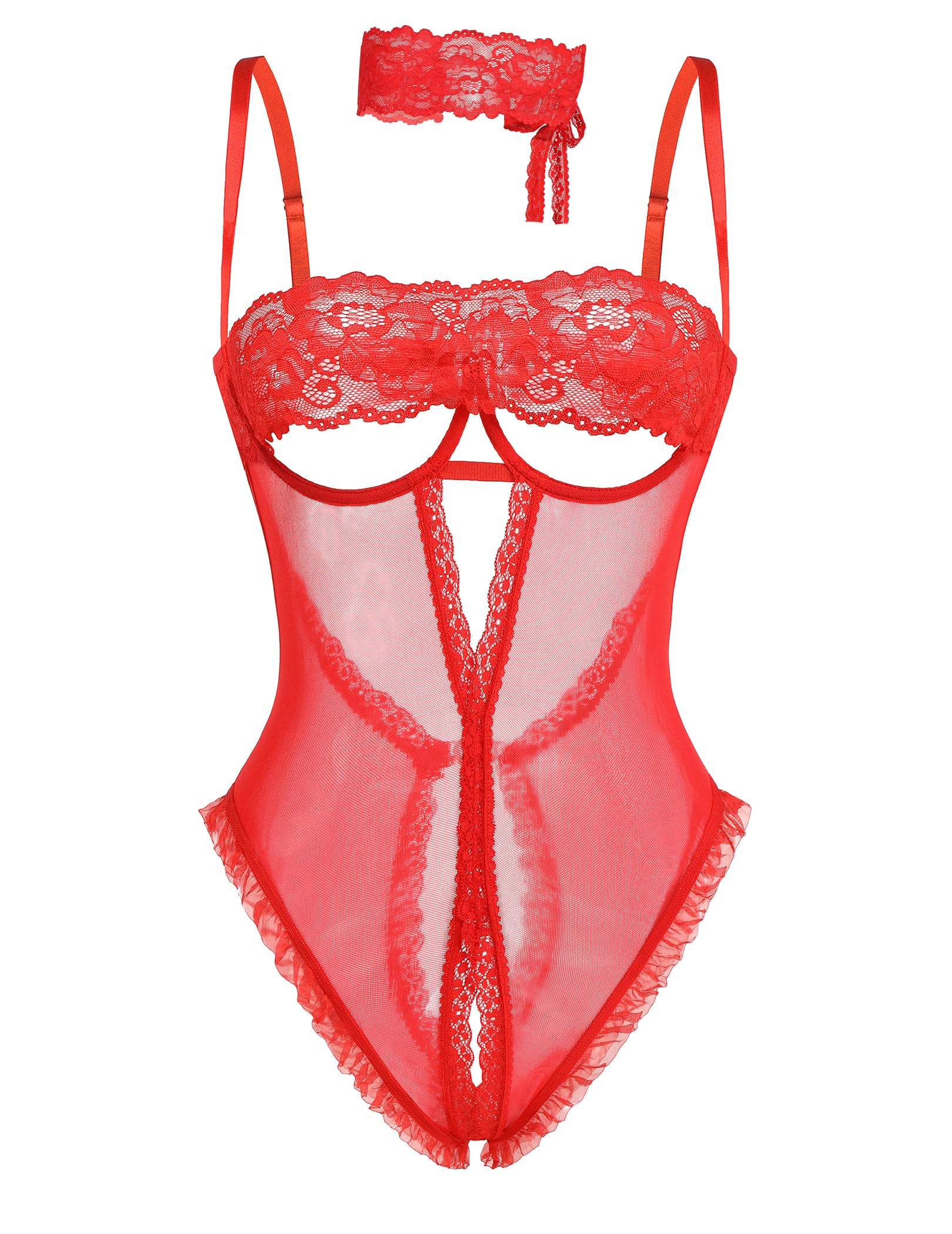 Avidlove Sexy Lingerie for Women Lace V Neck Teddy Lingerie One Piece Mini Bodysuit Exotic BabyDoll