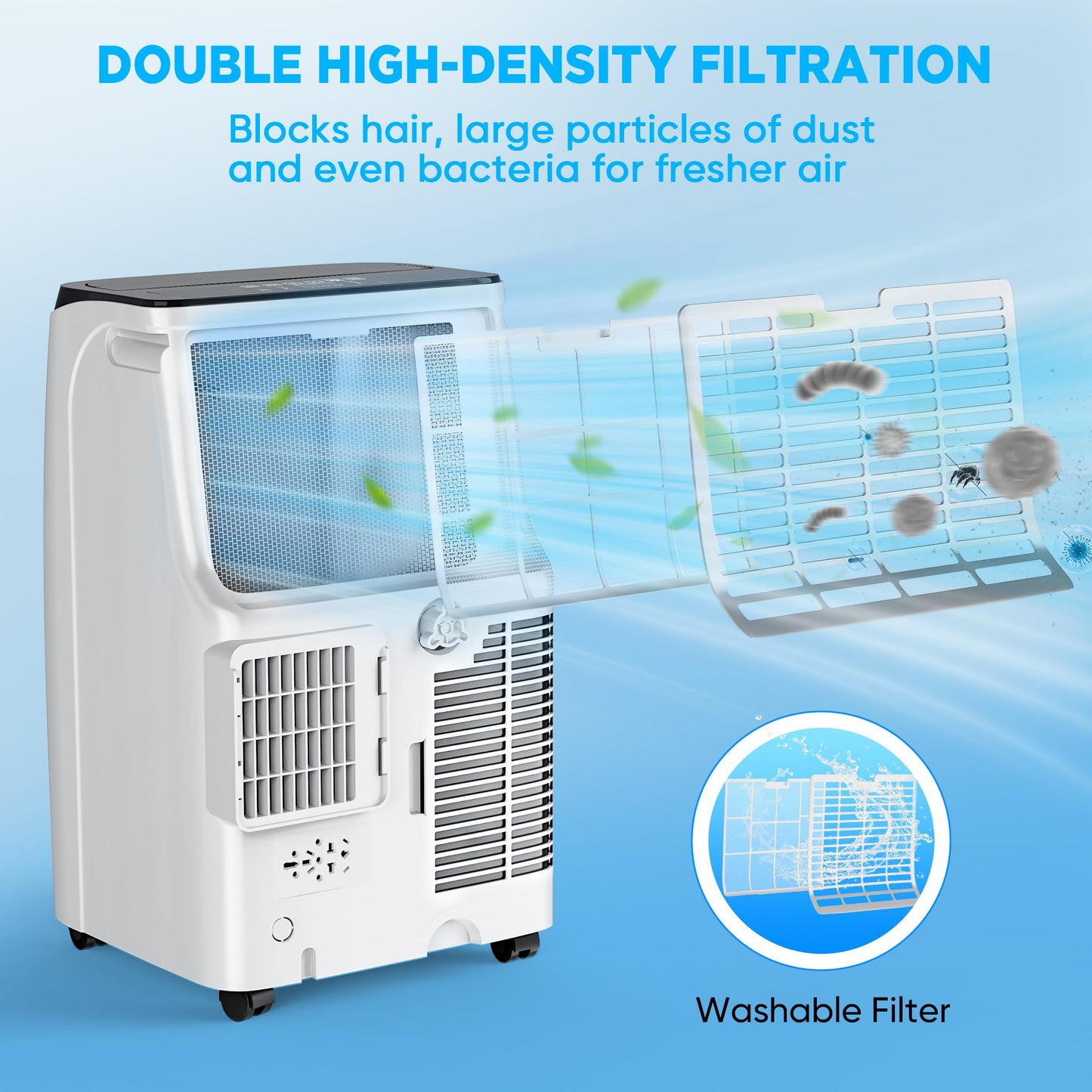 DOMANKI Portable Air Conditioner 3-IN-1 Energy Efficient Portable AC Unit with Remote Control Installation Kits for Large Room, Office, Temporary Space