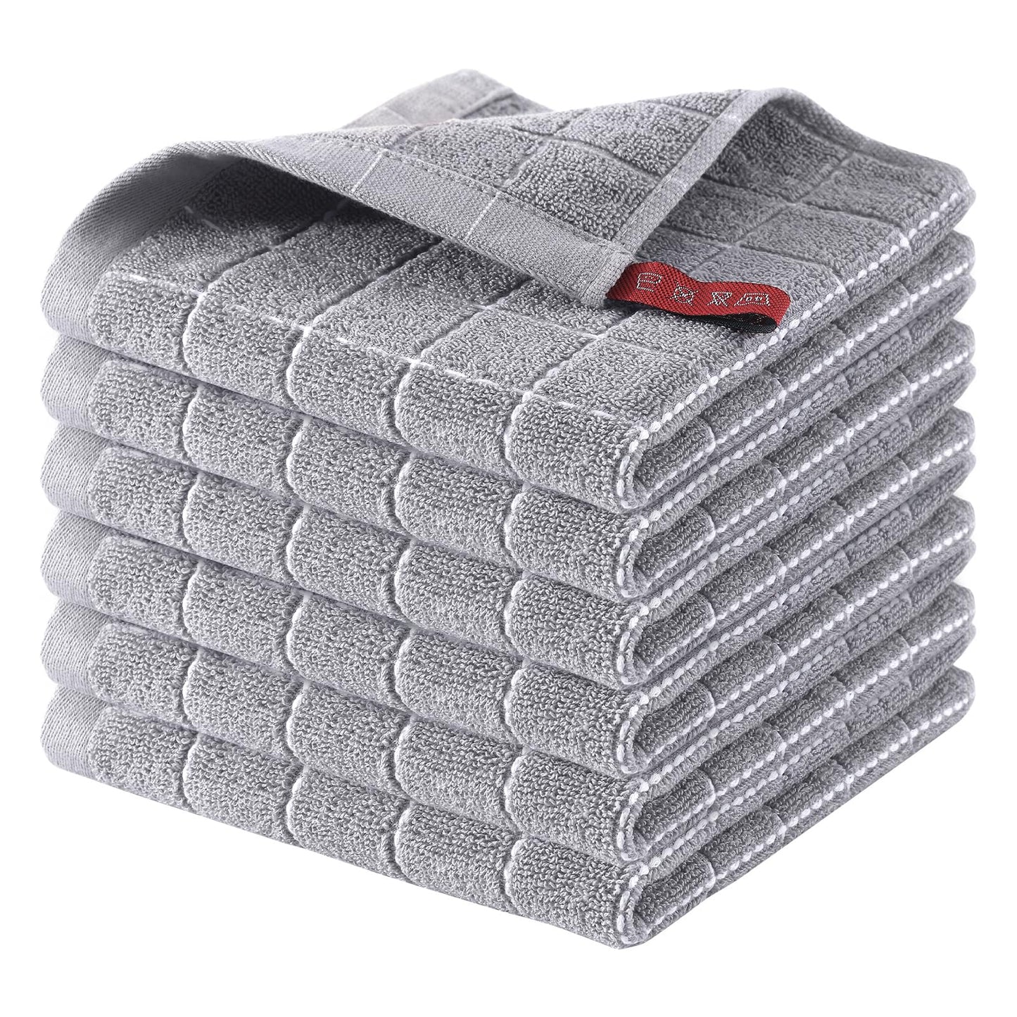 Homaxy 100% Cotton Terrycloth Check Design Dish Cloths & Dish Towels, Soft and Absorbent, Perfect for Kitchen Drying and Washing