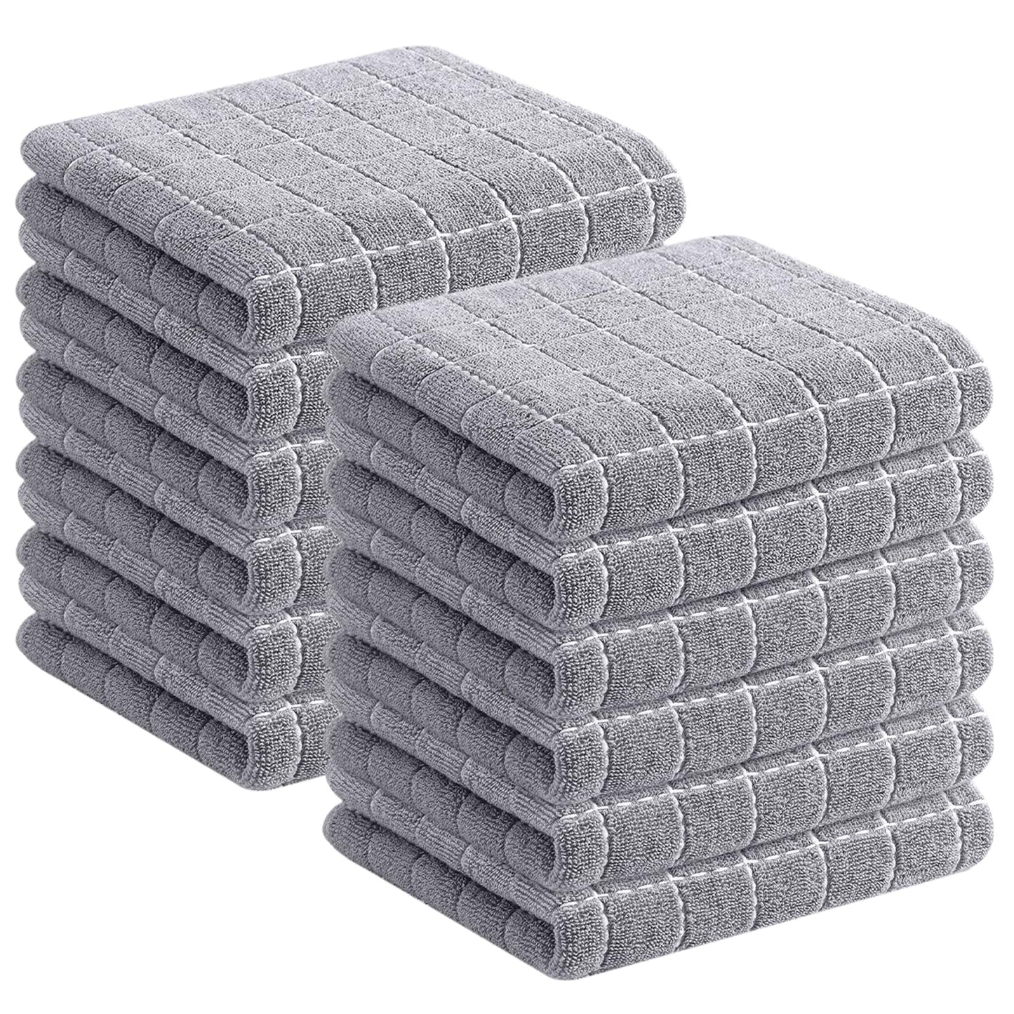 Homaxy 100% Cotton Terrycloth Check Design Dish Cloths & Dish Towels, Soft and Absorbent, Perfect for Kitchen Drying and Washing
