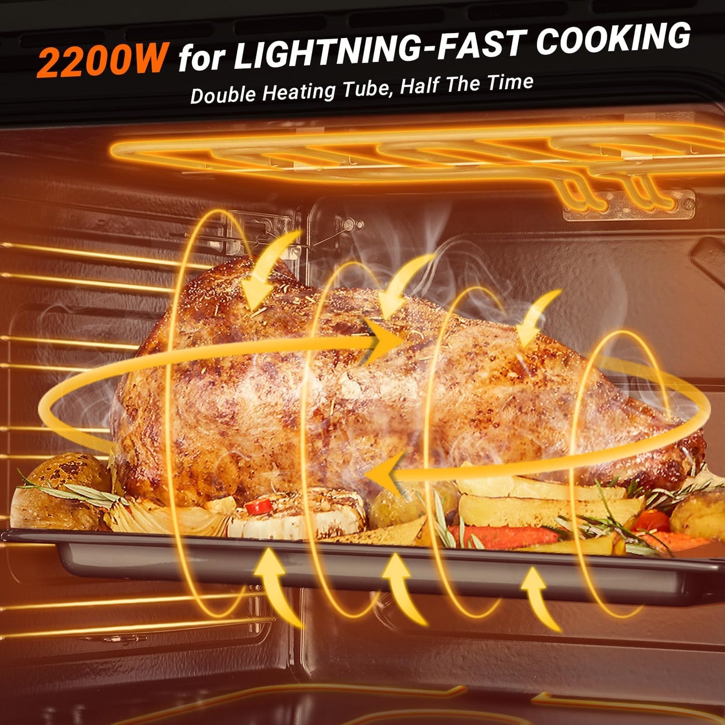 24" Single Wall Oven for Kitchen: 2200W Built-in Electric Wall Oven with Mechanical Knobs Control