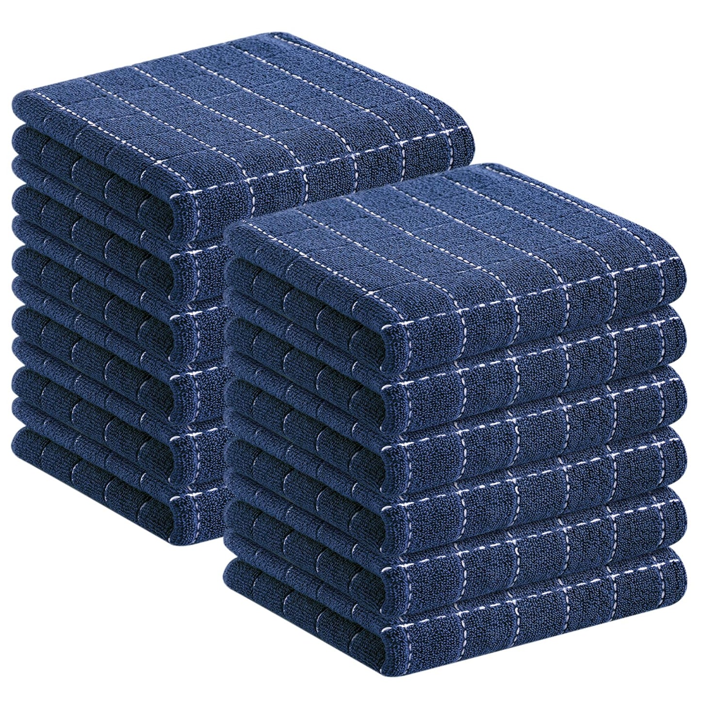 Homaxy 100% Cotton Terrycloth Check Design Dish Cloths & Dish Towels, Soft and Absorbent, Perfect for Kitchen Drying and Washing