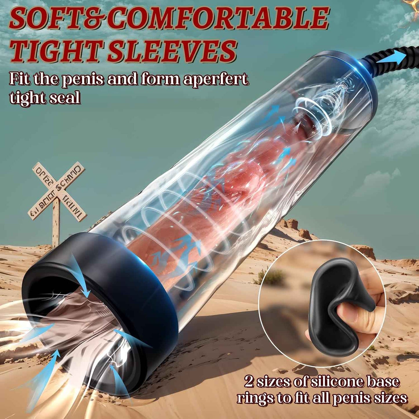 Penis Pump with Silicone Base Ring, Quilloria Manual Vacuum Penis Extender Male Masturbator, Sex Toys Sexual Stimulation Device for Erection, ED, Adult Male Sex Toys for Men (Regular Style)