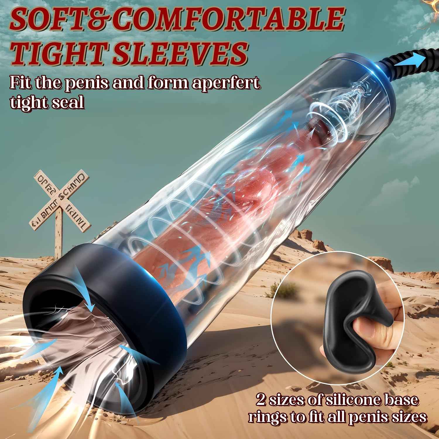 Penis Pump with Silicone Base Ring, Quilloria Manual Vacuum Penis Extender Male Masturbator, Sex Toys Sexual Stimulation Device for Erection, ED, Adult Male Sex Toys for Men (Regular Style)