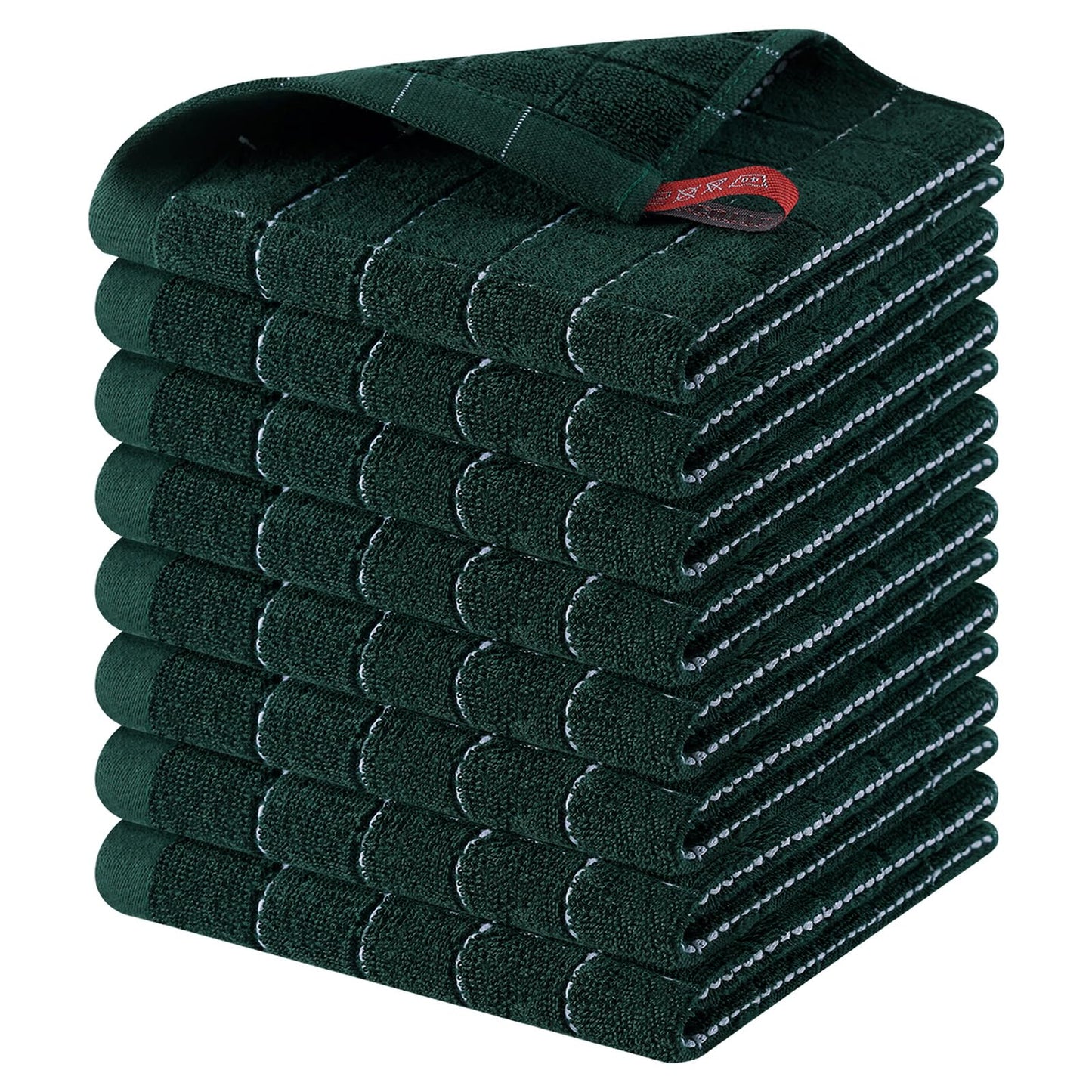 Homaxy 100% Cotton Terrycloth Check Design Dish Cloths & Dish Towels, Soft and Absorbent, Perfect for Kitchen Drying and Washing
