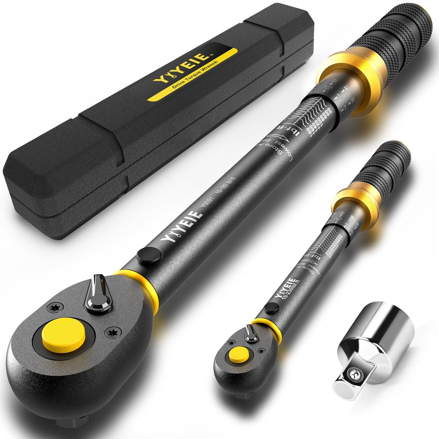 YIYEIE Master Torque Wrench Set with 1/4" 3/8" & 1/2" Drive Coverage with Dual-Scale
