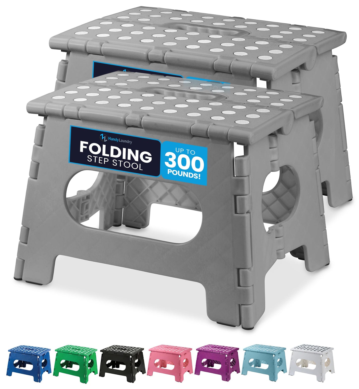 Handy Laundry Folding Lightweight Step Stool - Sturdy Enough to Support Adults and Safe Enough for Kids - Opens Easy with One Flip - Great for Kitchen, Bathroom or Bedroom