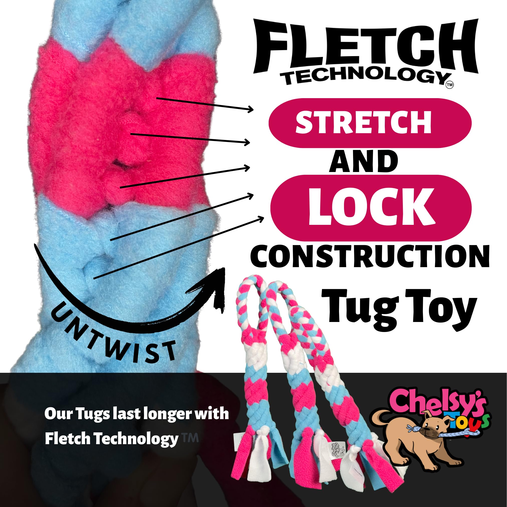 Chelsy's Toys Interactive Tug Toy for Dogs and Puppies, Mental Stimulation Toy, Slow-Play, Brain Exercise for Puppies & Seniors, Freeze for Teething Relief, Blue, Orange, Purple