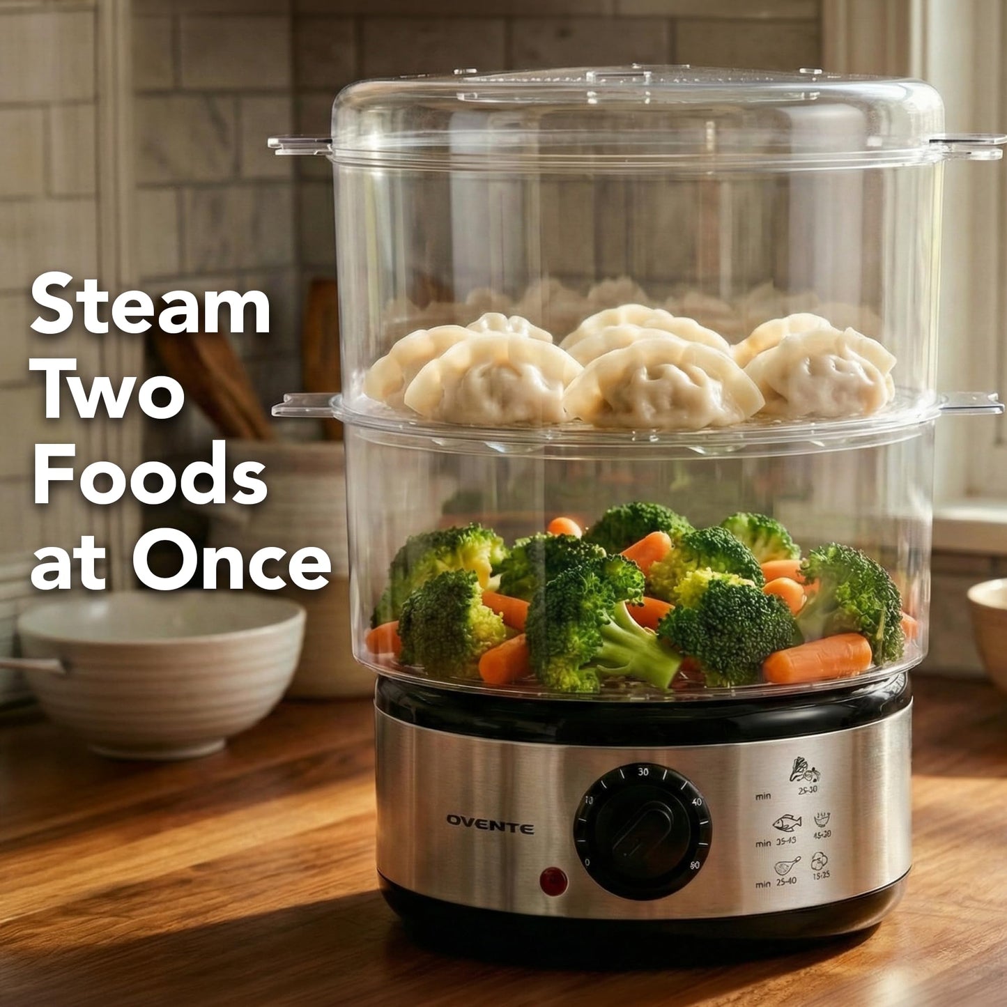 OVENTE 2-Tier Electric Food Steamer,