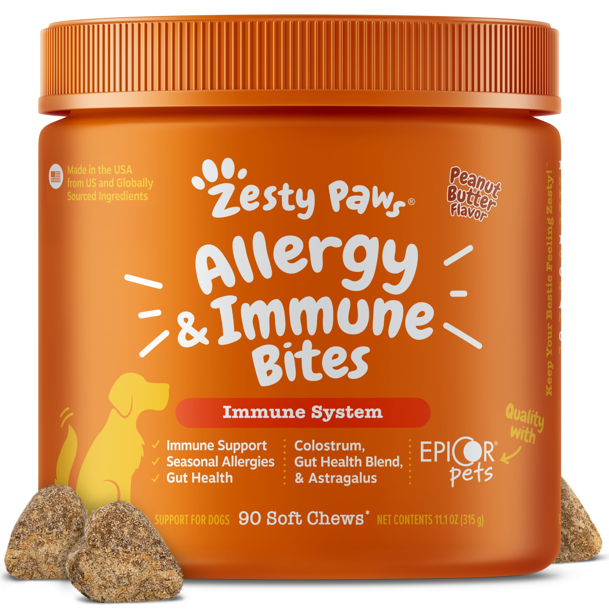 Zesty Paws Dog Allergy Relief- Dog Itching Skin Relief- Dog Probiotics for Itchy Skin and Itchy Ears- Dog Allergy Paw Relief- Dog Allergy Chews- Dog Itch Relief - Dog Skin Allergy Relief