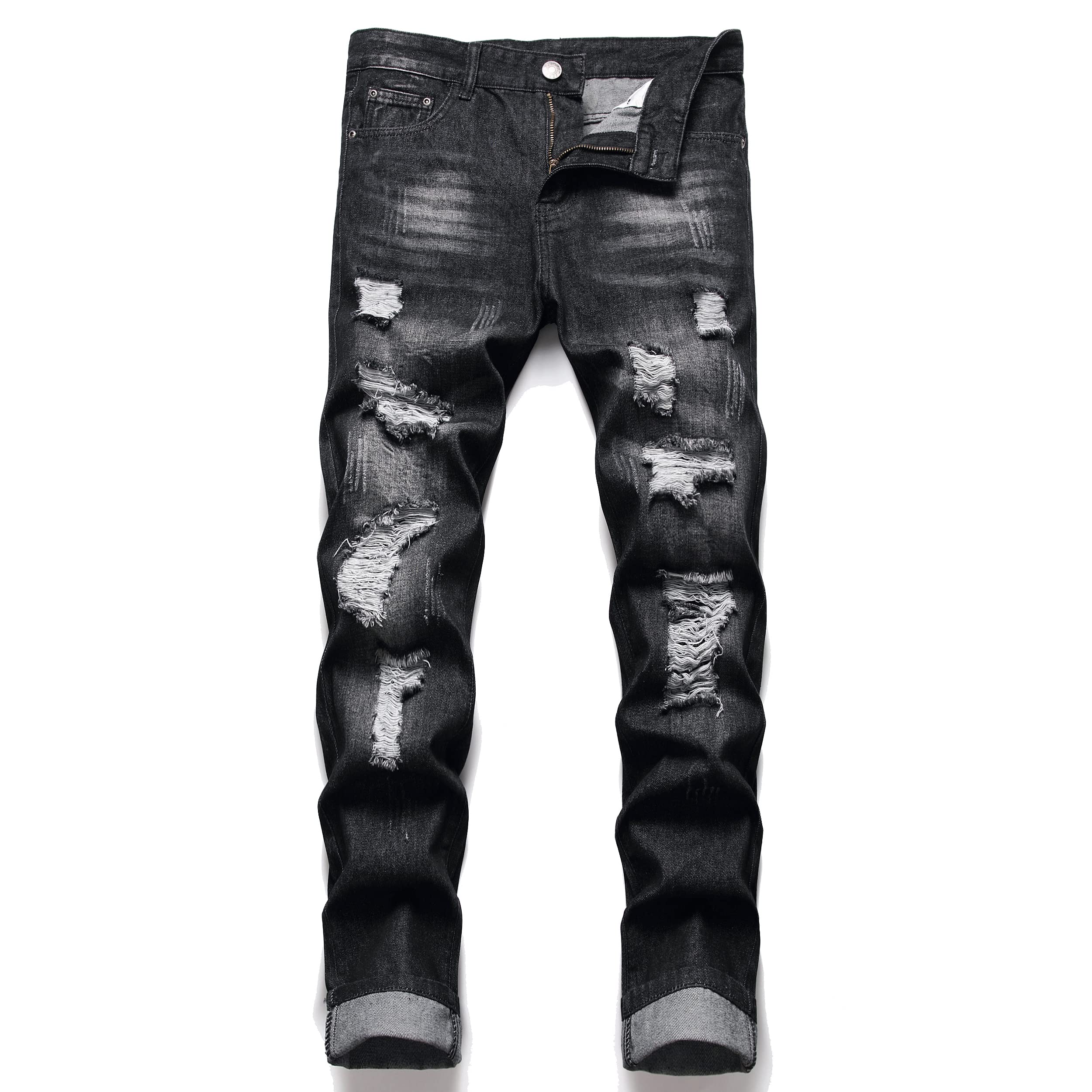 AITITIA Men's Ripped Regular Fit Jeans