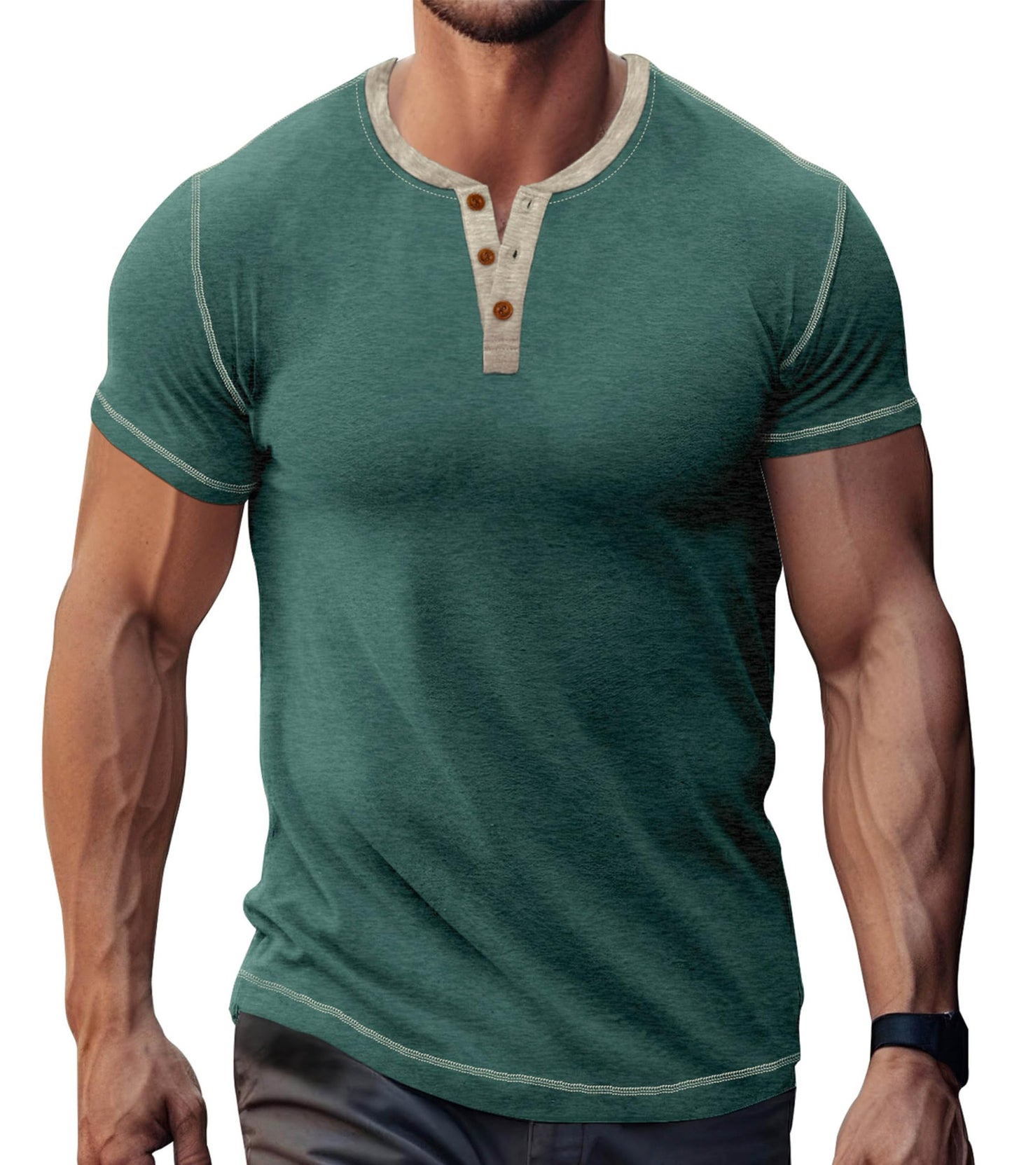 LOGEEYAR Men's Henley Shirts Short Sleeve Basic Casual Shirt Lightweight Button T-Shirts