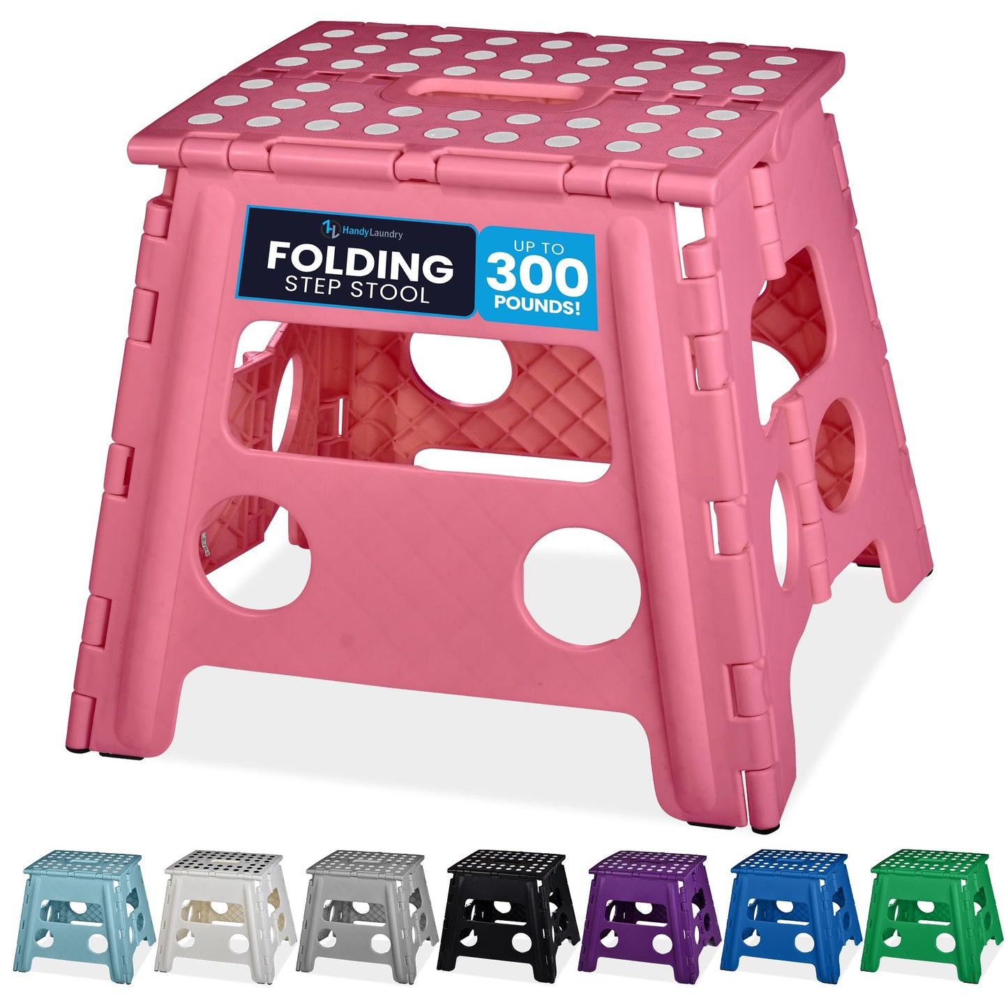 Handy Laundry Folding Lightweight Step Stool - Sturdy Enough to Support Adults and Safe Enough for Kids - Opens Easy with One Flip - Great for Kitchen, Bathroom or Bedroom