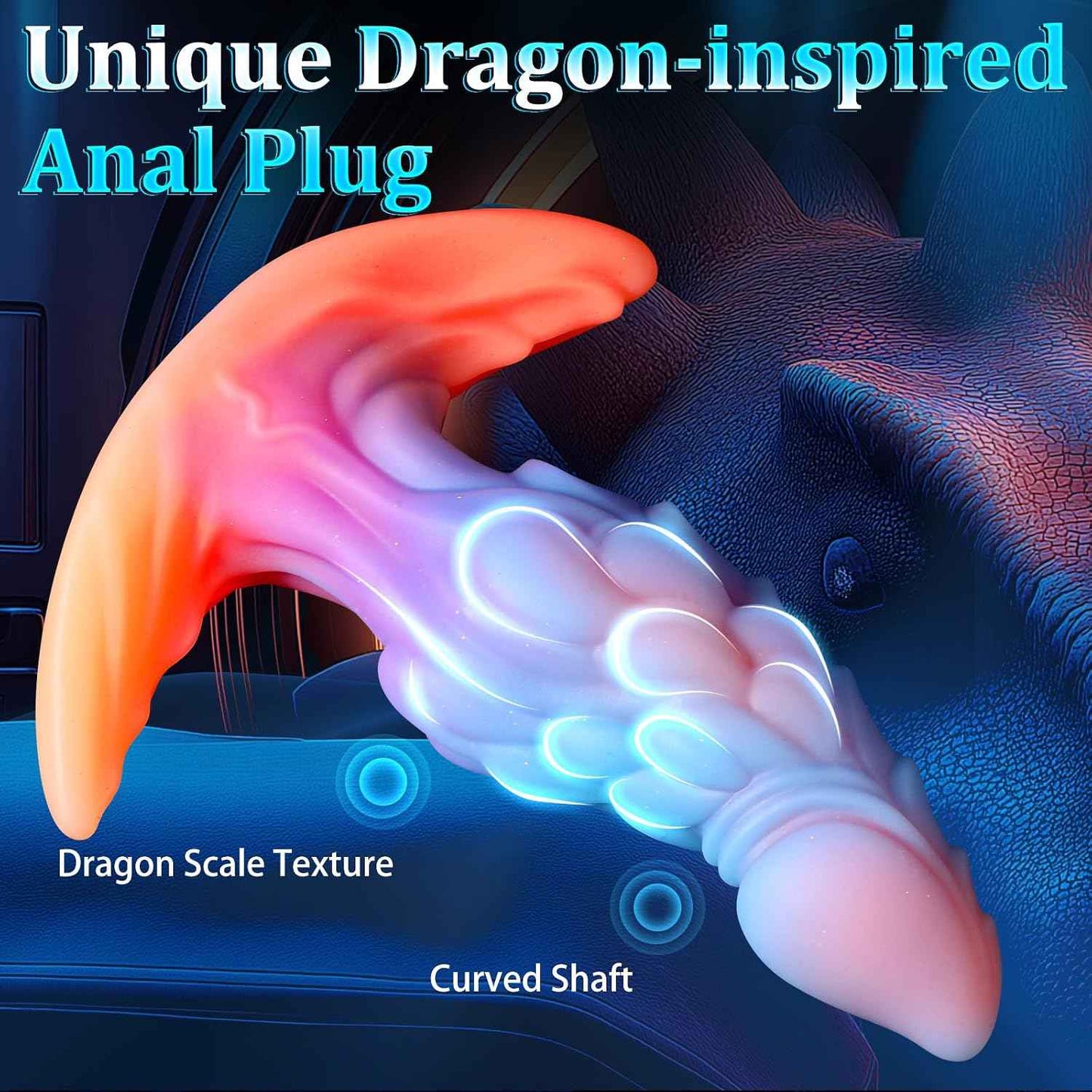 Anal Plug Glow in The Dark Wearable Butt Plug Silicone Dragon Anal Dilator Trainer Fantasy Prostate Massager G-spot Sex Toy for Couples Men Women Masturbation (S)