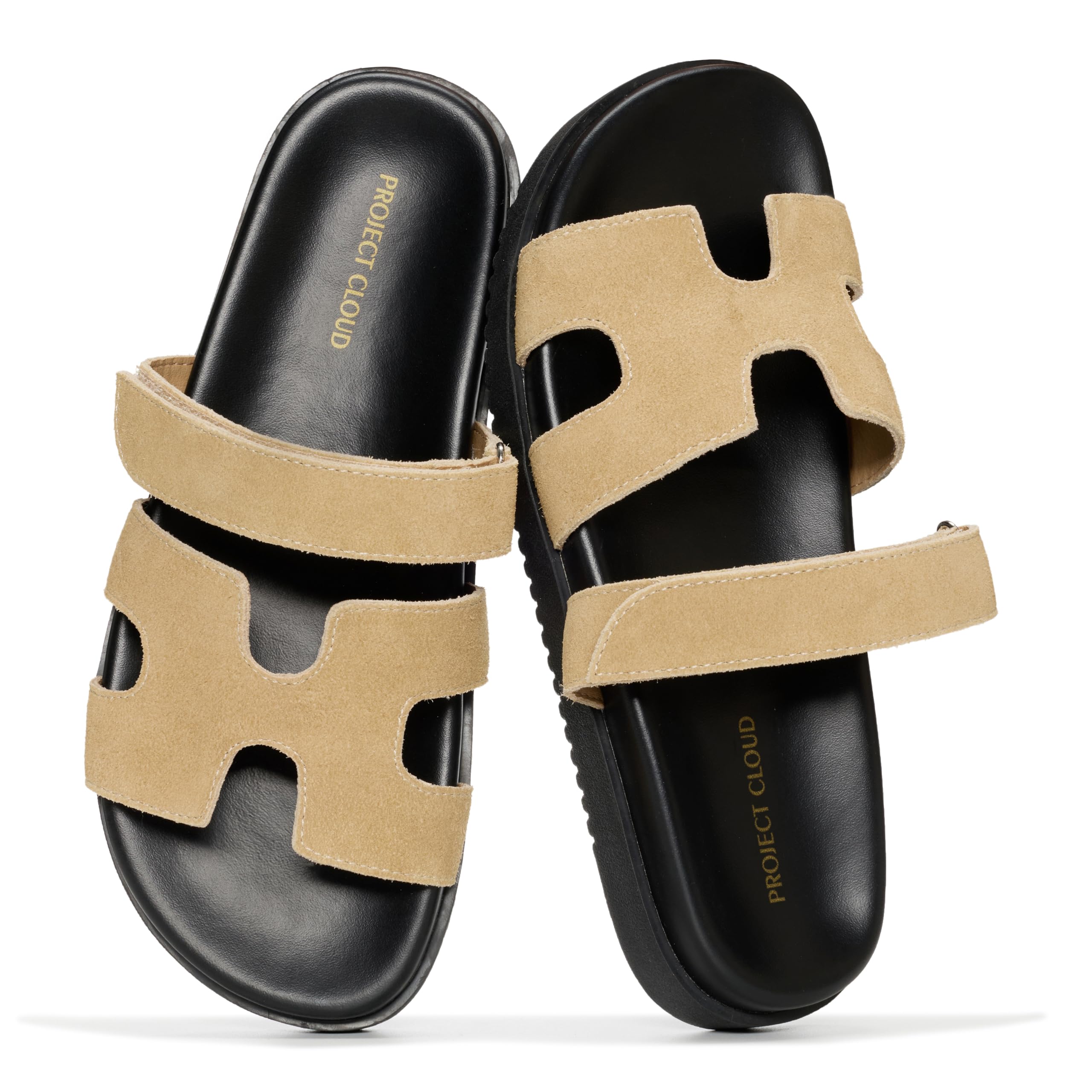 Project Cloud 100% Genuine Leather Sandals for Women Footwear - Stylish Womens Sandals with Plush & Soft Insole - Non-Slip and Water-Resistant Beach Sandals Slides for Women (Mayvy)