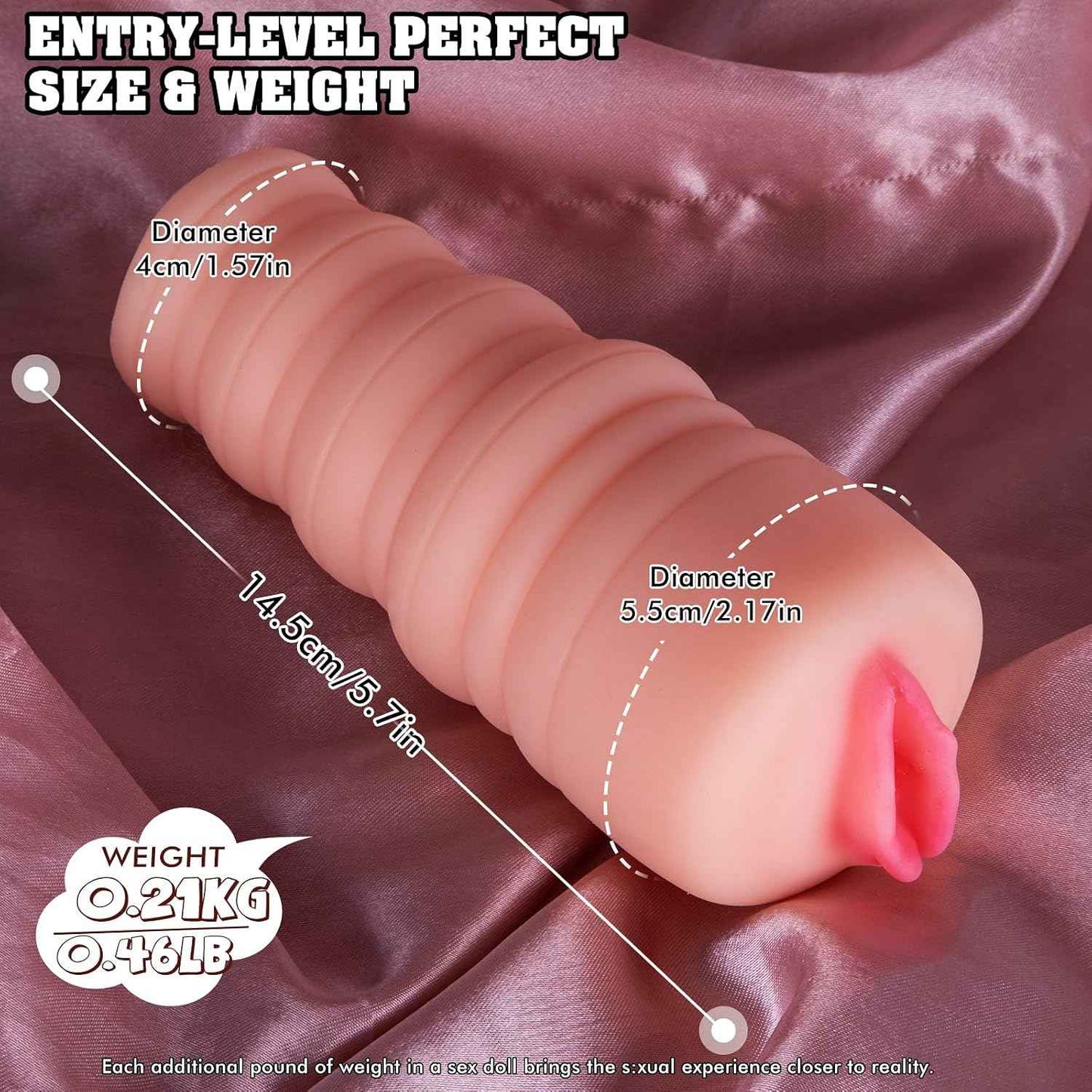 215g Portable Male Masturbator for Beginners, TPE Soft Adult Toy, Reusable Waterproof Pocket Pussy, Skin-Friendly Discreet Pleasure Toy for Men, Flesh