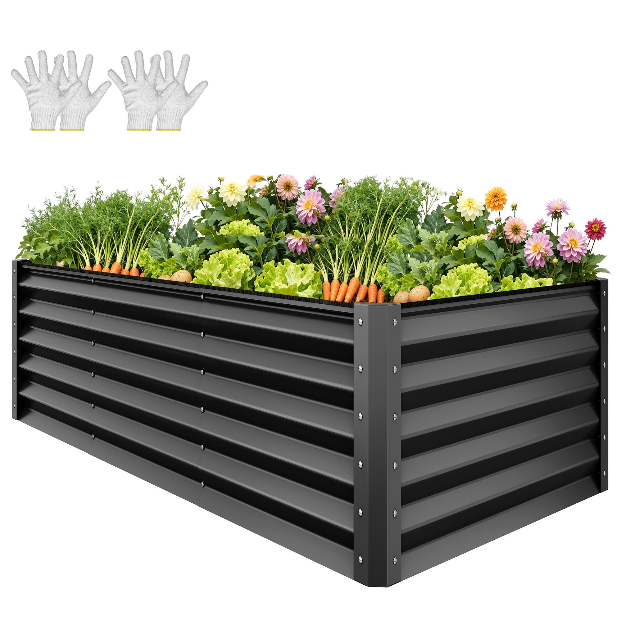 YITAHOME Raised Garden Bed Kit with Gloves, Ground Nails, Support Rod-1