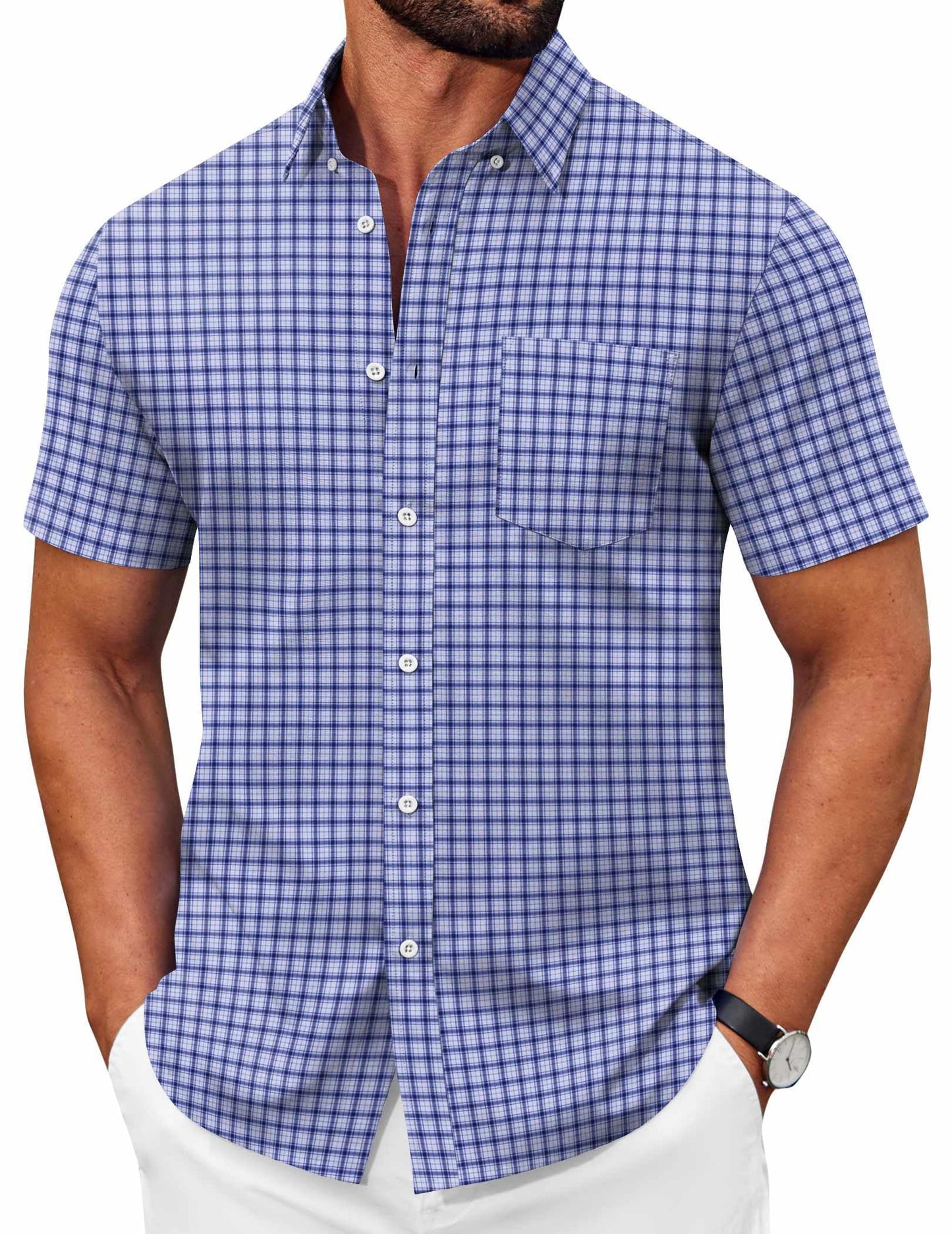 COOFANDY Men's Short Sleeve Oxford Shirt Casual Button Down Shirts Summer Untucked Dress Shirt with Pocket